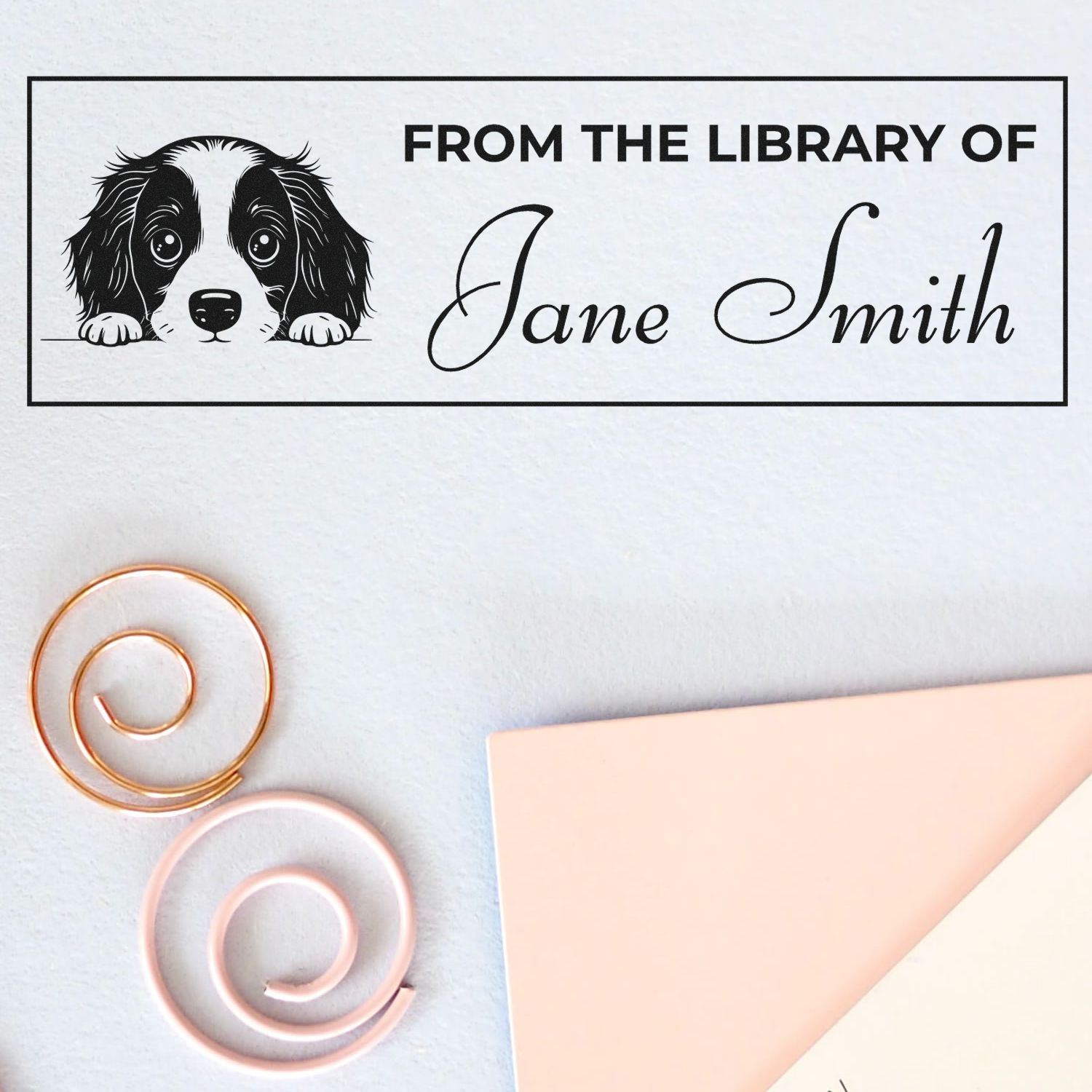 Pre-Inked English Springer Spaniel Personalized Book Stamp - Engineer Seal Stamps