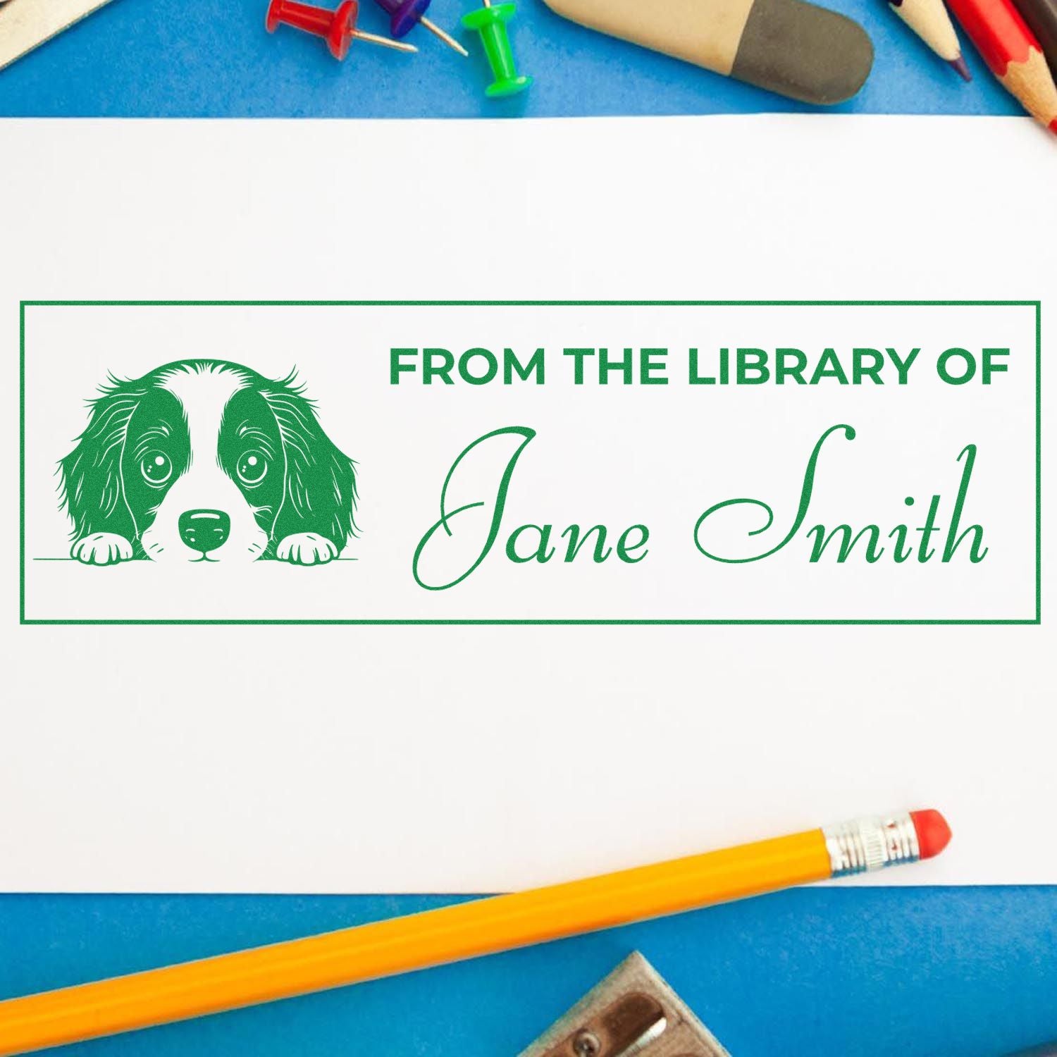 Self-Inking English Springer Spaniel Personalized Book Ownership Stamp - Engineer Seal Stamps