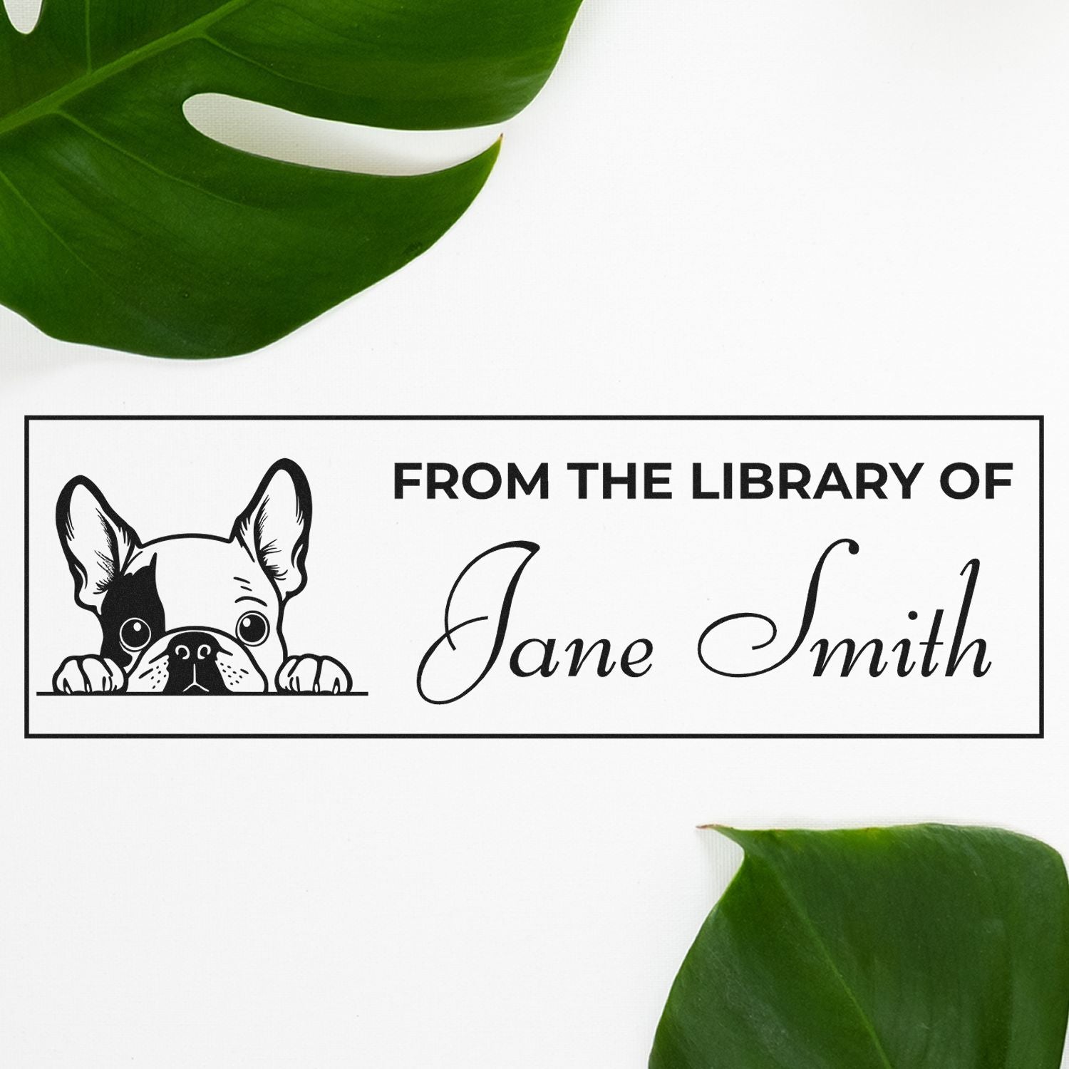 Slim French Bulldog Personalized Book Stamp With Name - Engineer Seal Stamps