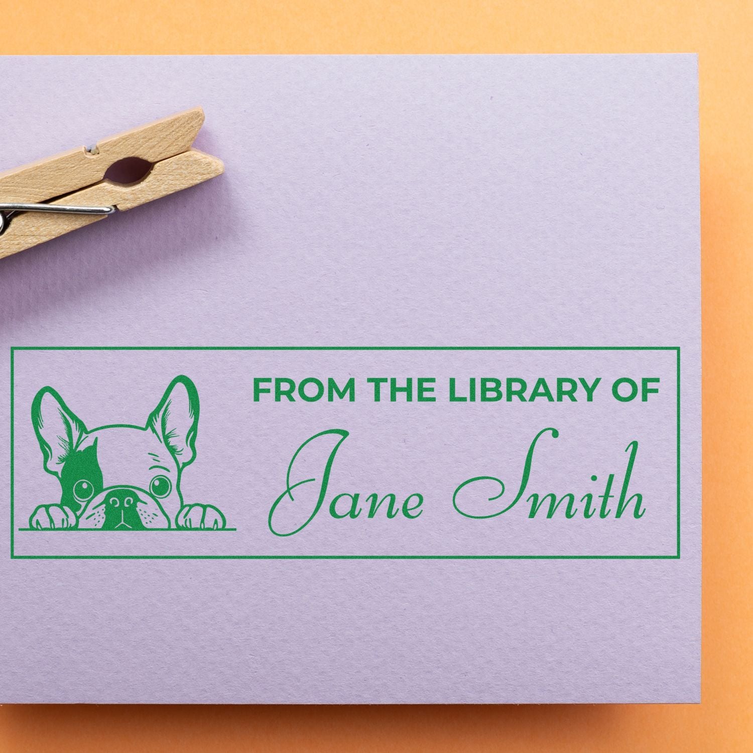 Self-Inking French Bulldog Whimsical Book Stamp - Engineer Seal Stamps