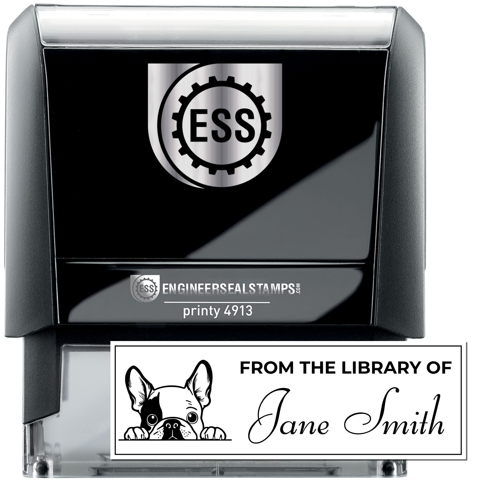 Self-Inking French Bulldog Whimsical Book Stamp - Engineer Seal Stamps