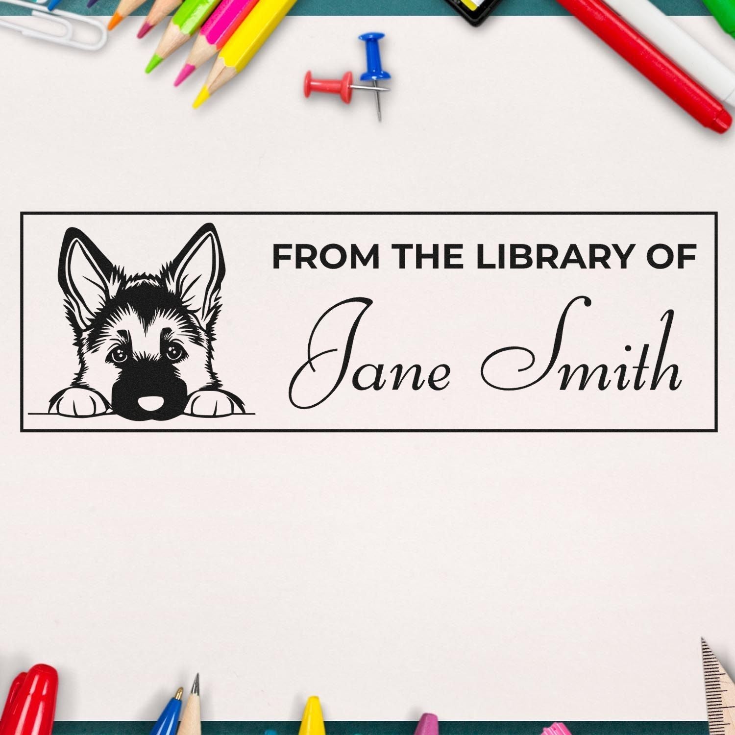 Wood Handle German Shepherd Personalized Stamp For Books - Engineer Seal Stamps