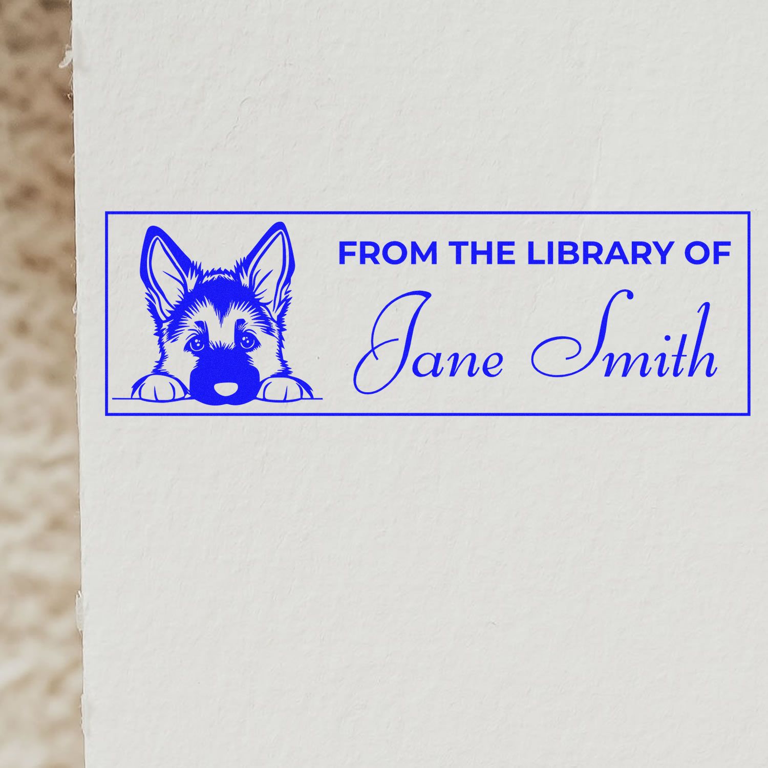 Pre-Inked German Shepherd Custom Book Stamp - Engineer Seal Stamps