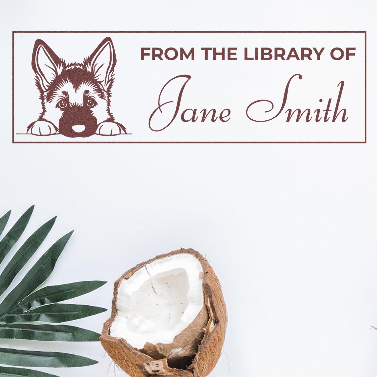 Wood Handle German Shepherd Personalized Stamp For Books - Engineer Seal Stamps