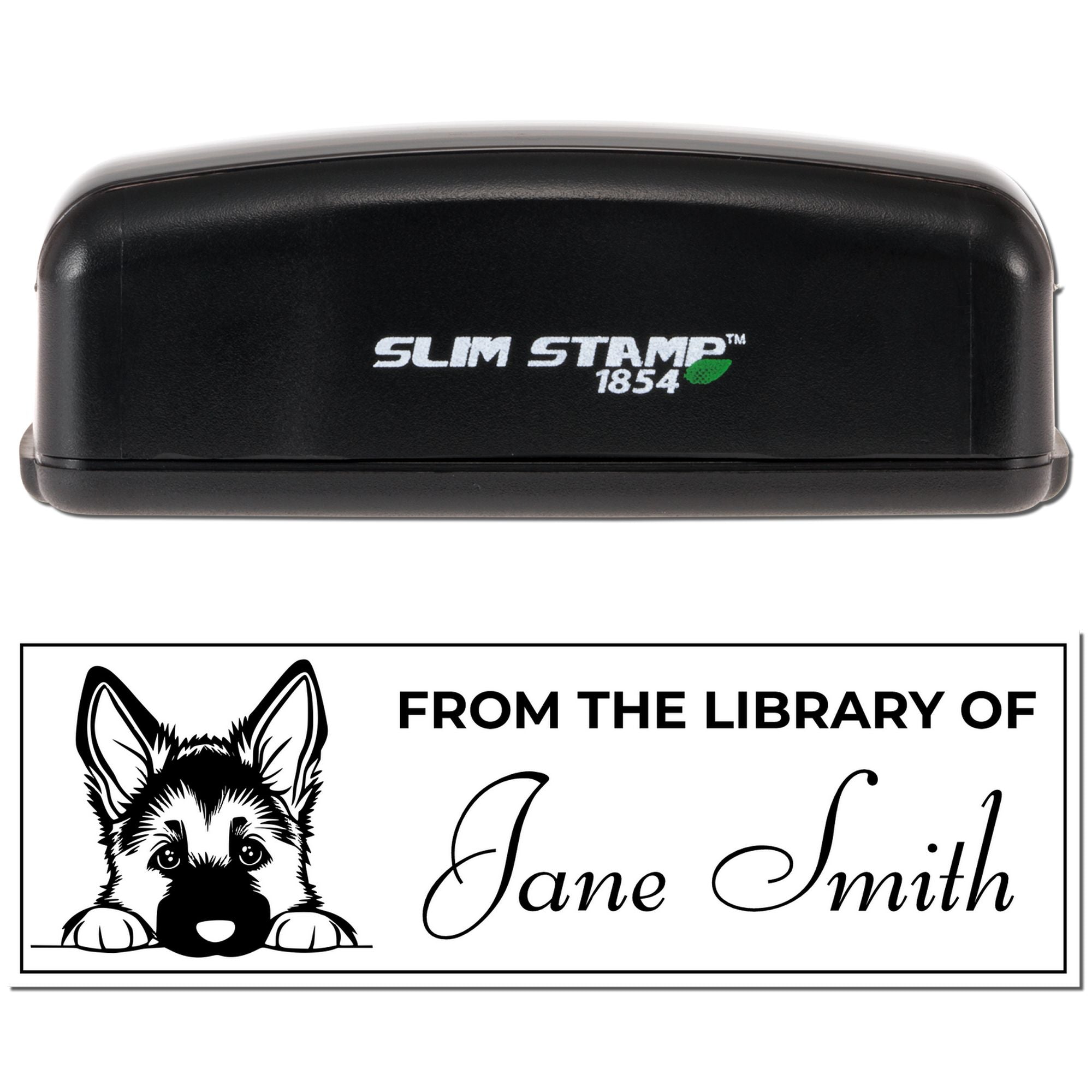 Slim German Shepherd Library Stamp With Name - Engineer Seal Stamps