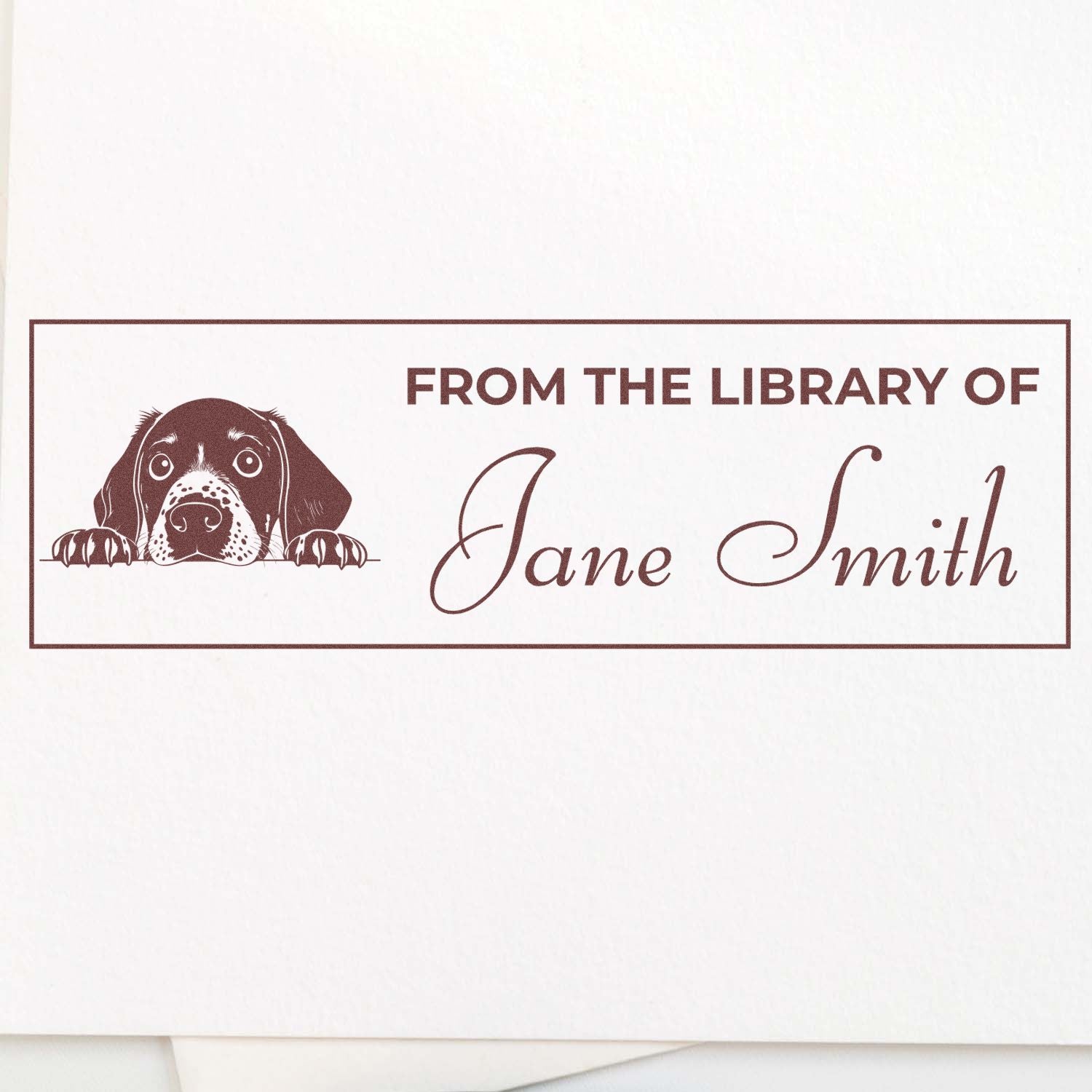Slim German Shorthaired Pointer Personalized Bookplate Stamp - Engineer Seal Stamps