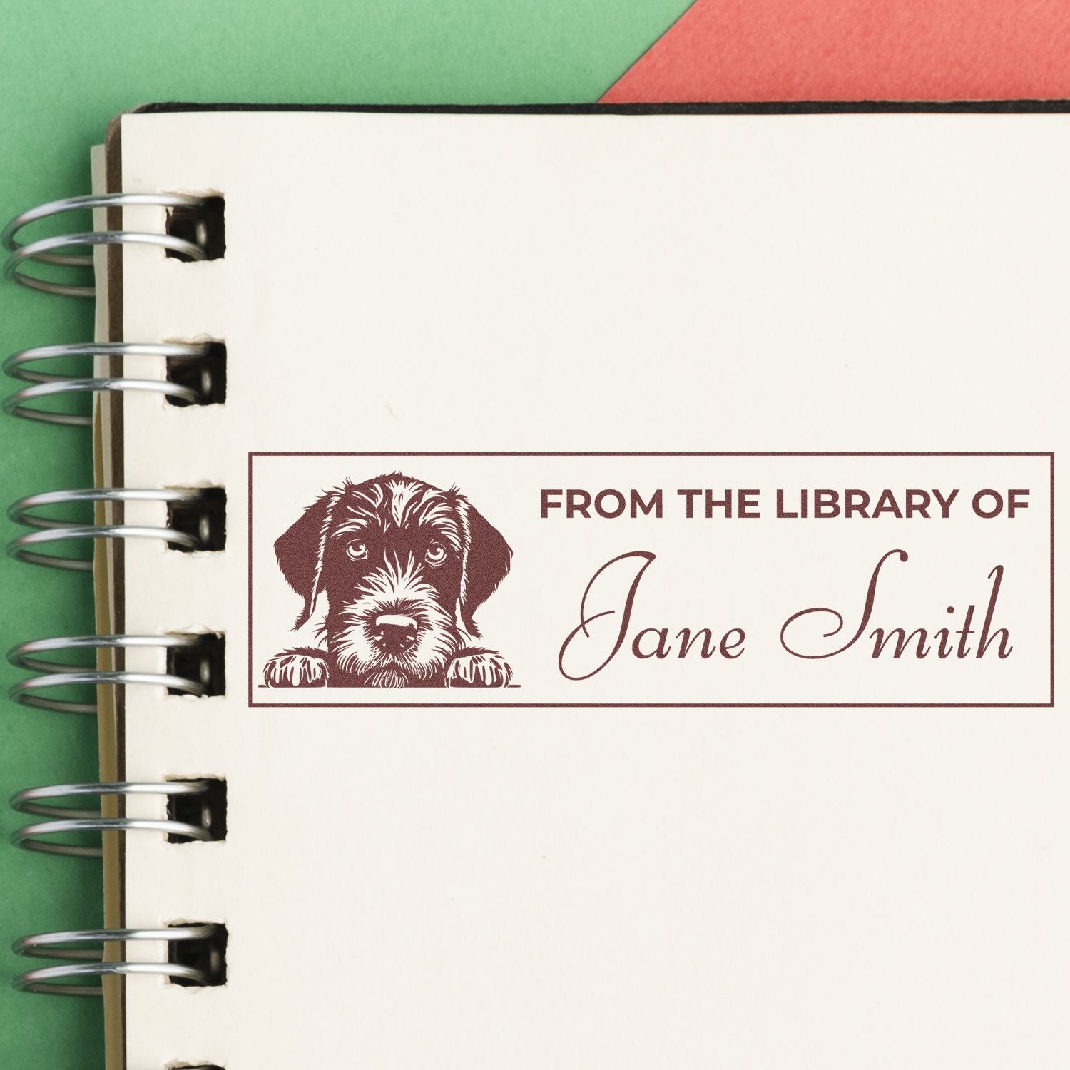 Wood Handle German Wirehaired Pointer Book Stamp With Name - Engineer Seal Stamps