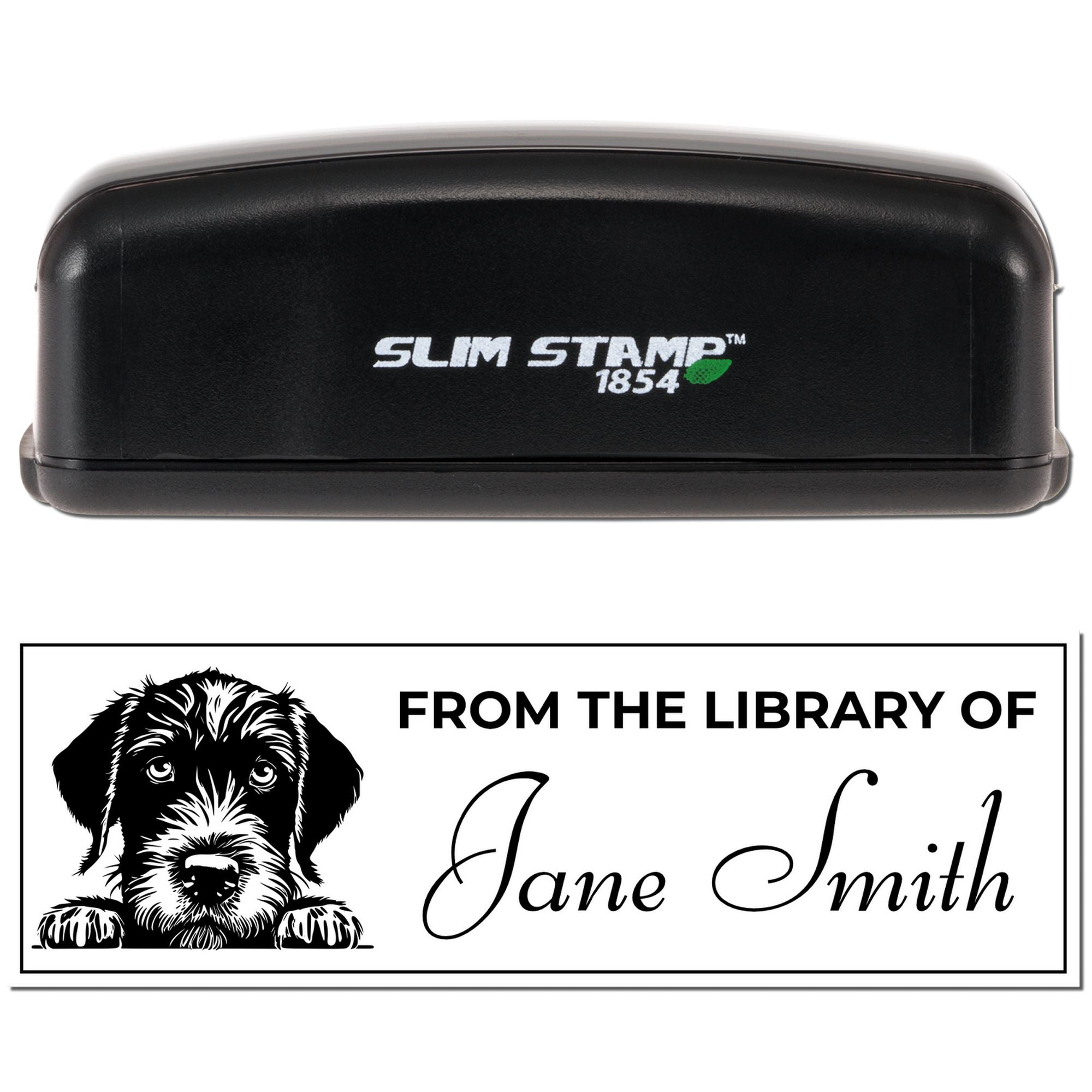 Slim German Wirehaired Pointer Custom Bookplate Stamp - Engineer Seal Stamps