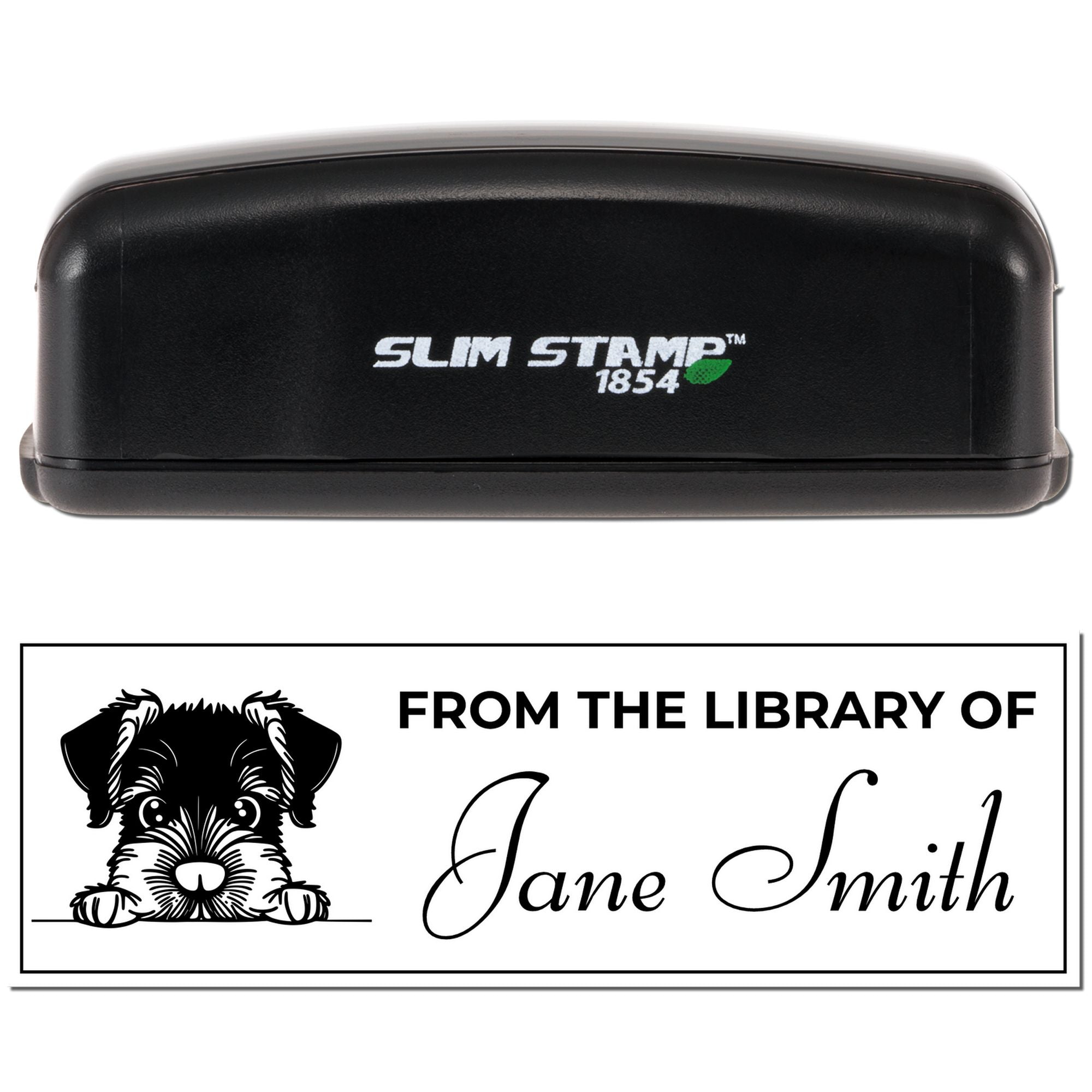 Slim Giant Schnauzer Personalized Book Ownership Stamp - Engineer Seal Stamps