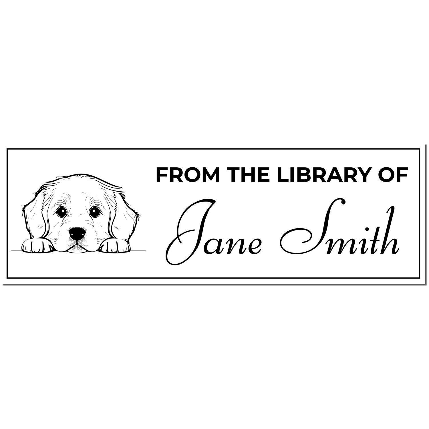 Wood Handle Golden Retriever Stamp Your Name In Books - Engineer Seal Stamps