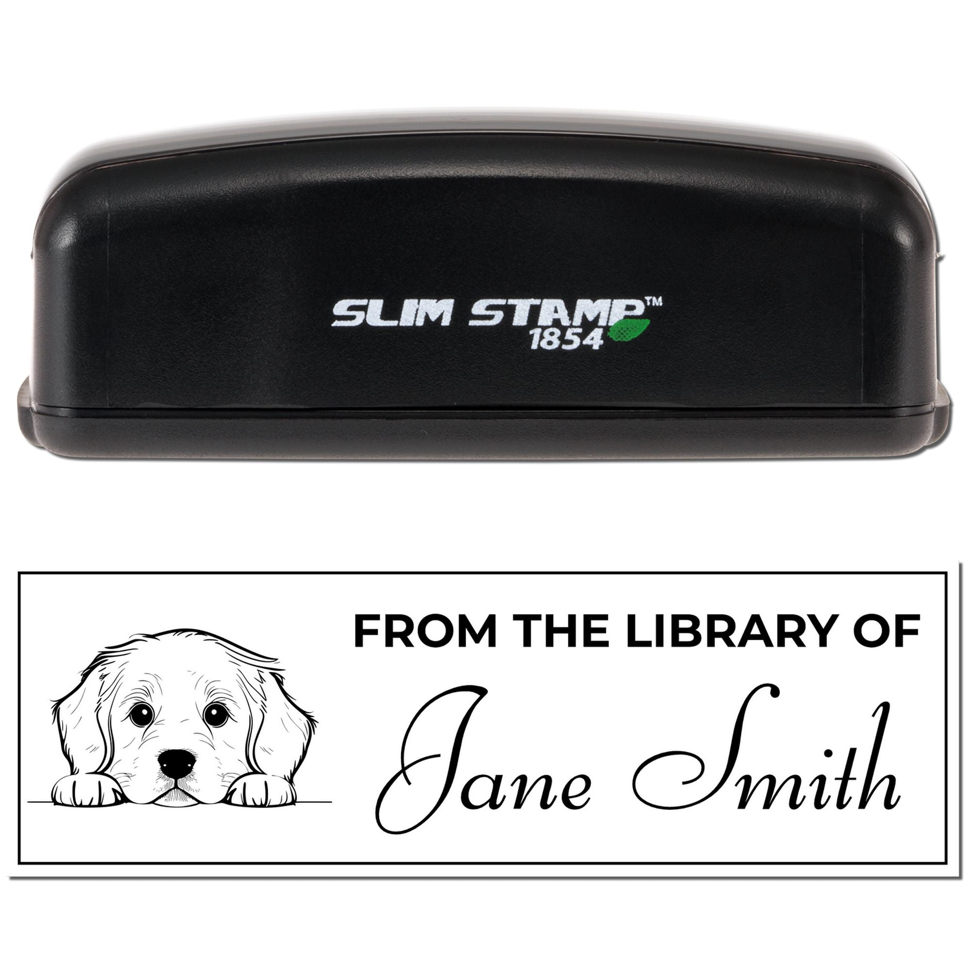 Slim Golden Retriever Whimsical Book Stamp - Engineer Seal Stamps