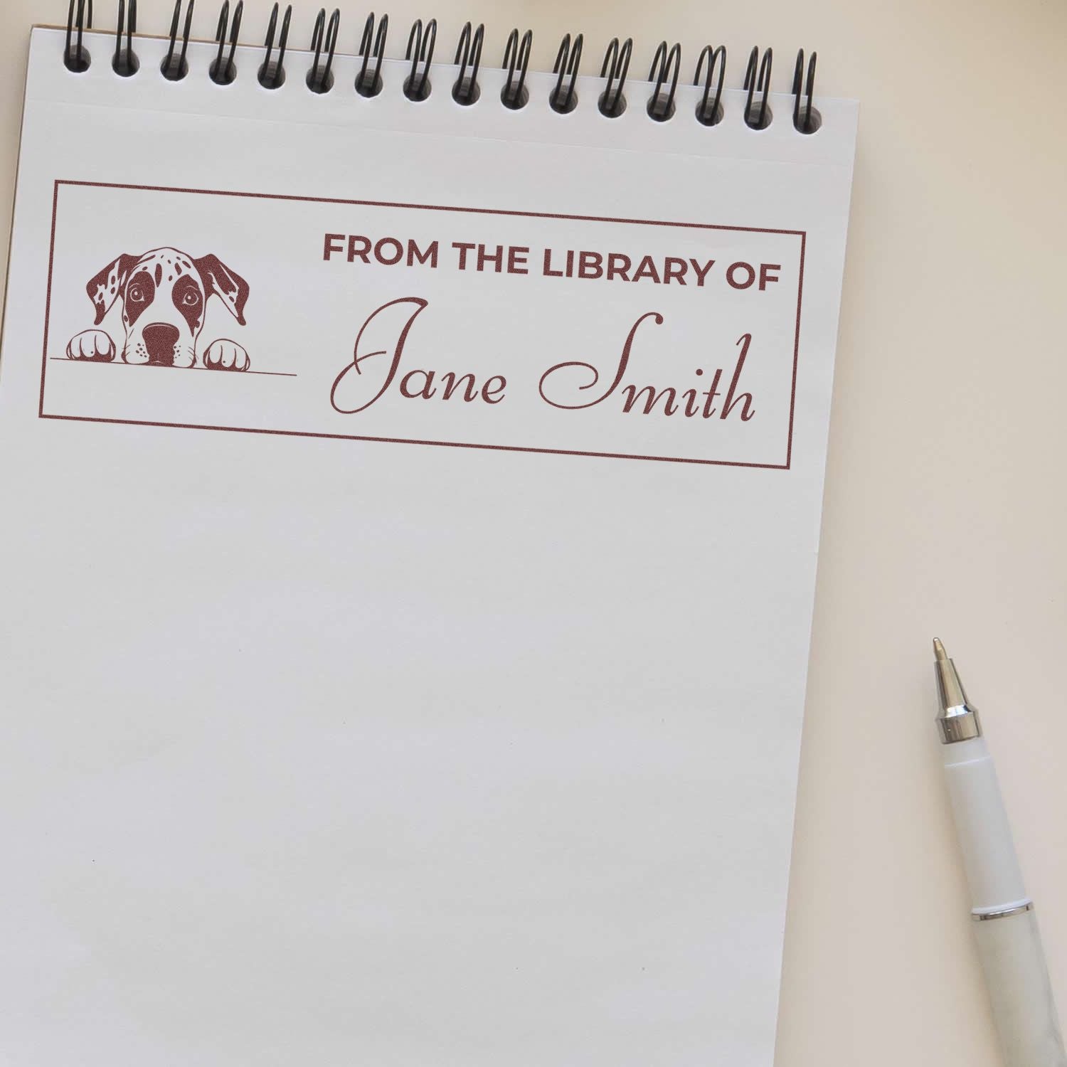 Self-Inking Great Dane Personalized Stamp For Book Lover - Engineer Seal Stamps
