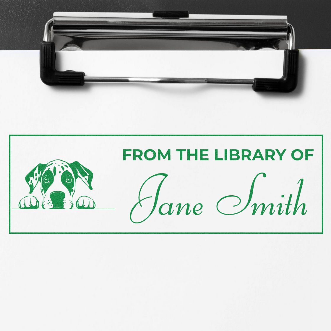 Wood Handle Great Dane This Book Belongs To Stamp - Engineer Seal Stamps