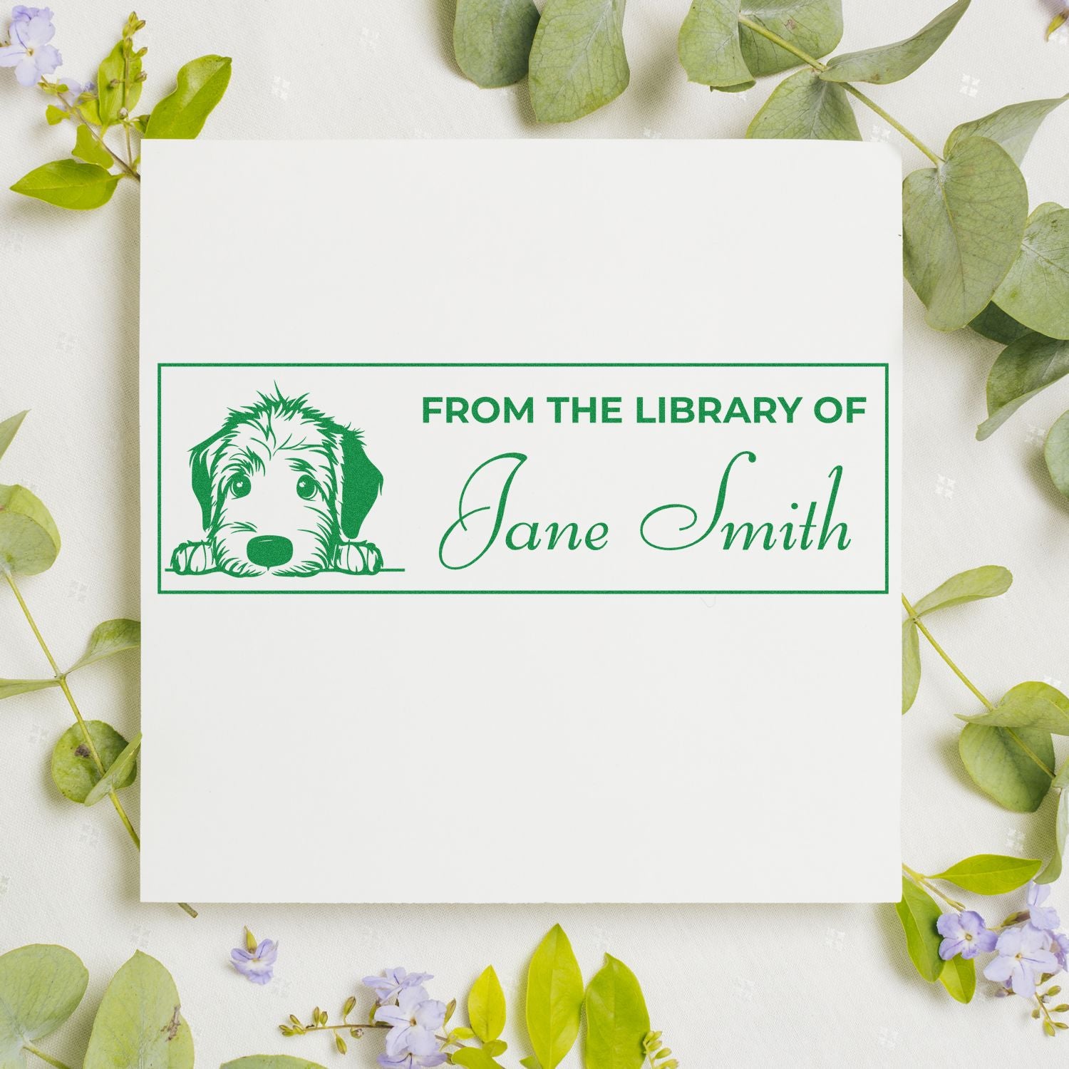 Pre-Inked Irish Wolfhound This Book Belongs To Stamp - Engineer Seal Stamps