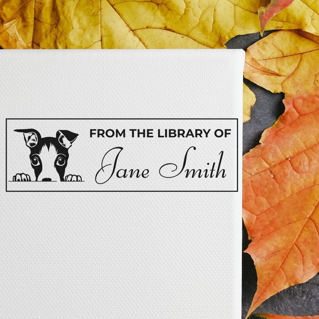 Wood Handle Italian Greyhound Personalized Book Stamp With Name - Engineer Seal Stamps