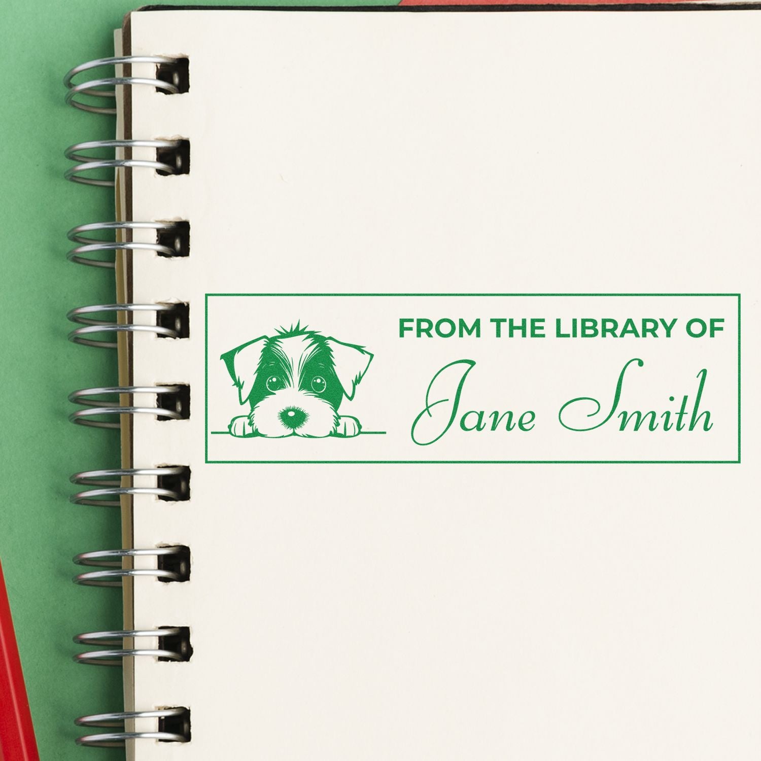 Wood Handle Jack Russell Library Stamp With Name - Engineer Seal Stamps