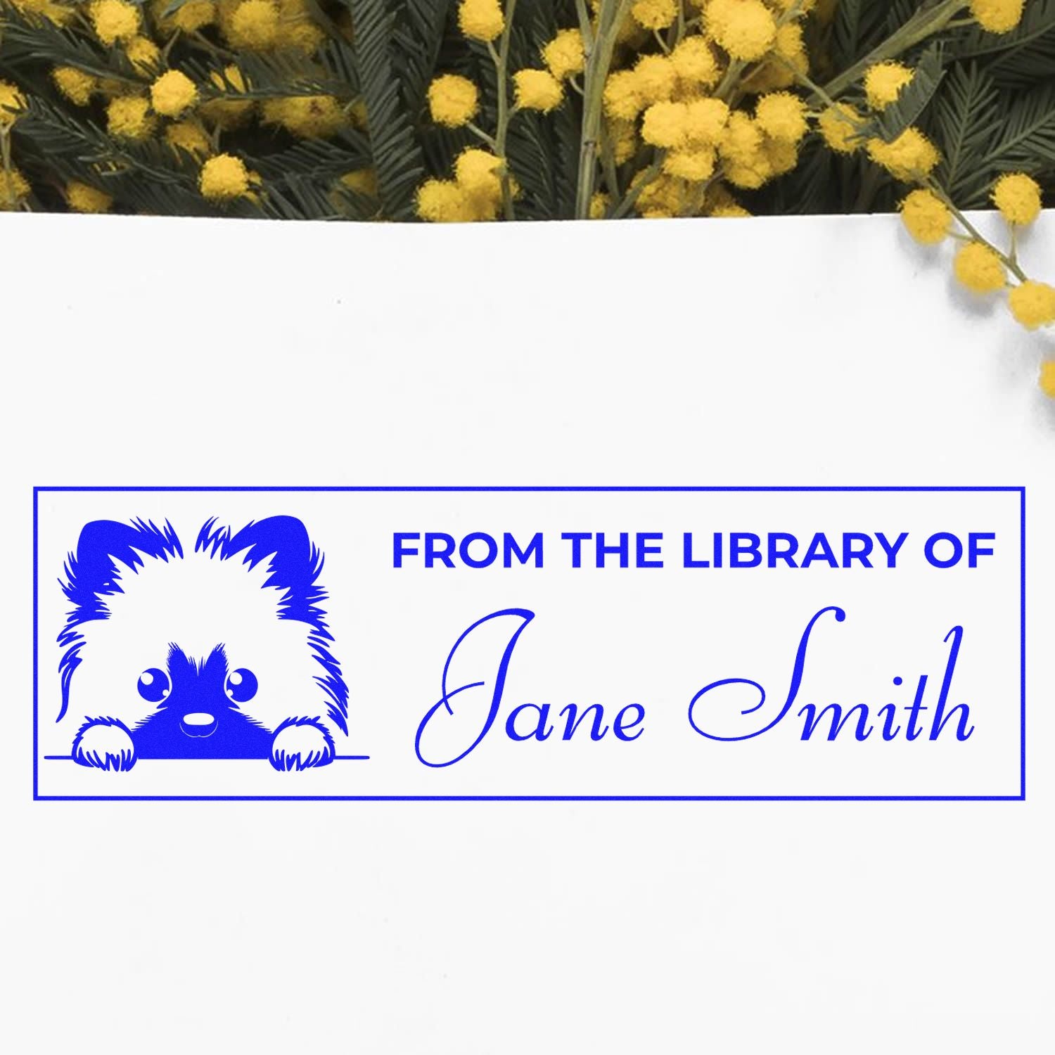 Pre-Inked Keeshond Personalized Ex Libris Stamp - Engineer Seal Stamps