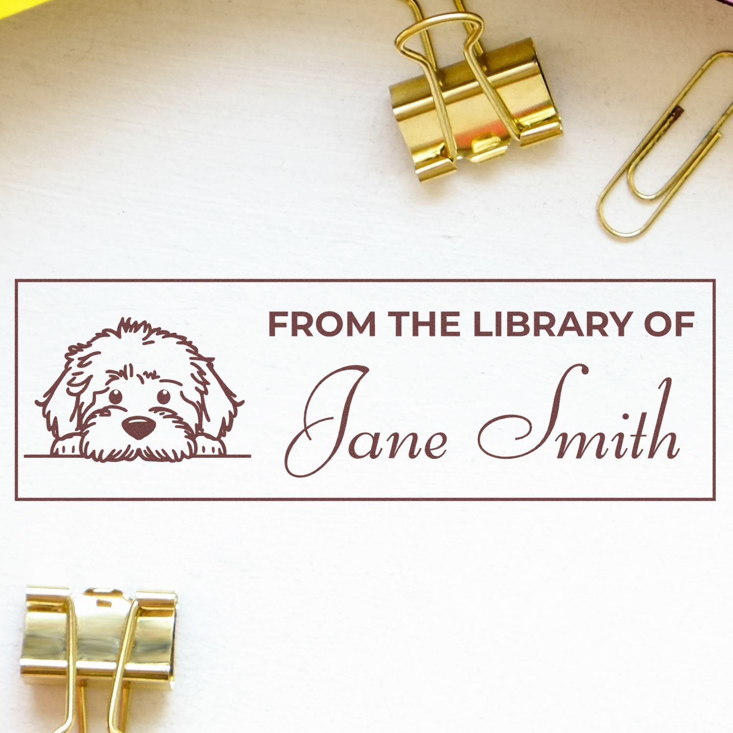 Wood Handle Labradoodle Custom Bookplate Stamp - Engineer Seal Stamps