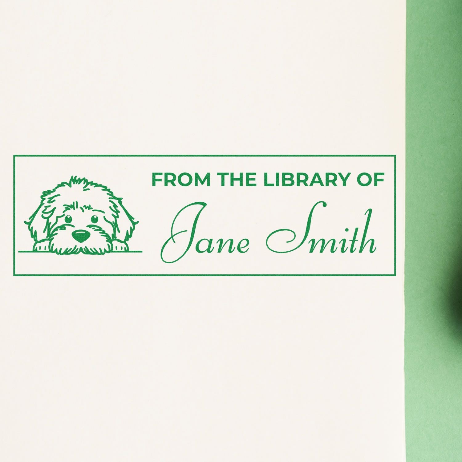 Wood Handle Labradoodle Custom Bookplate Stamp - Engineer Seal Stamps