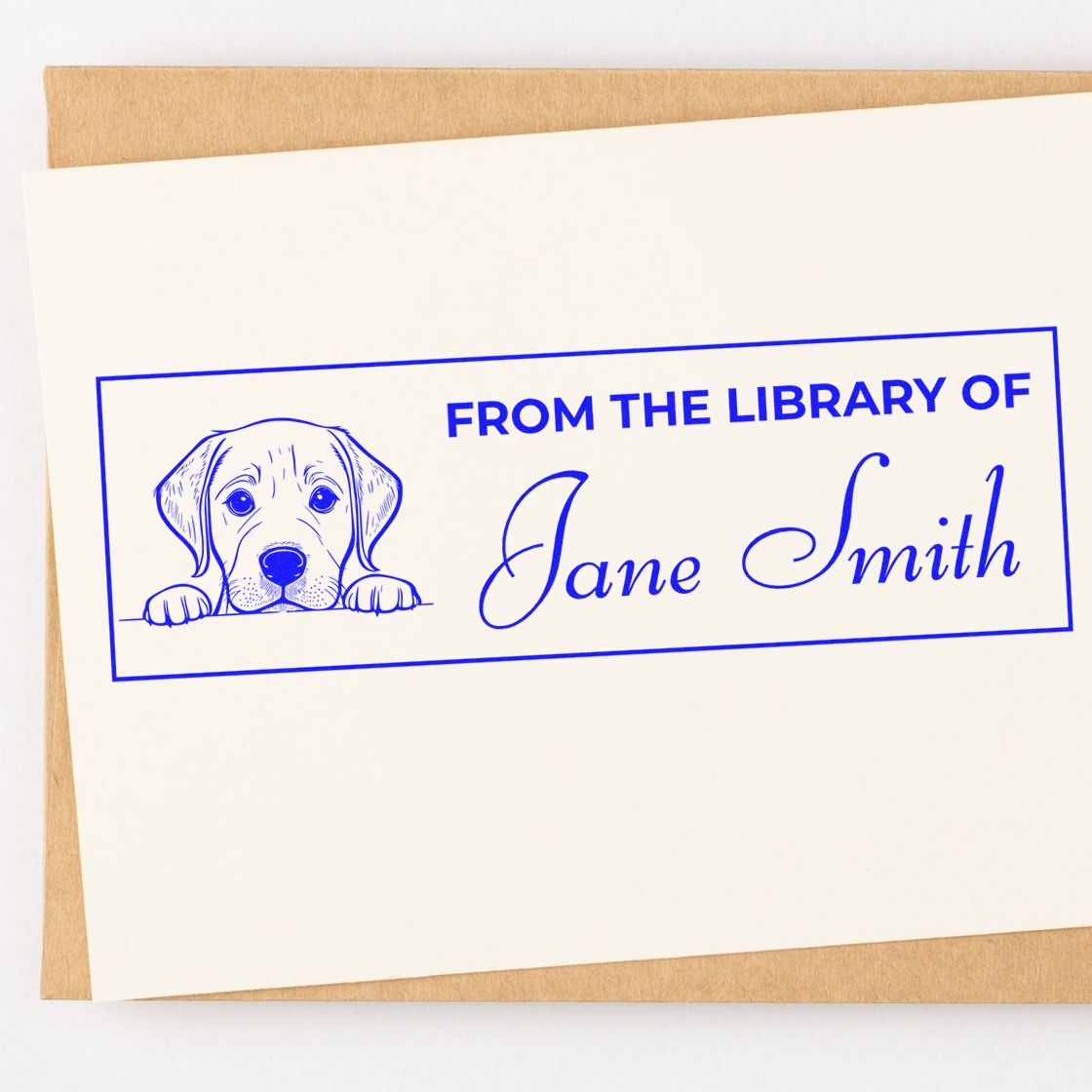Wood Handle Labrador Retriever Personalized Book Ownership Stamp - Engineer Seal Stamps
