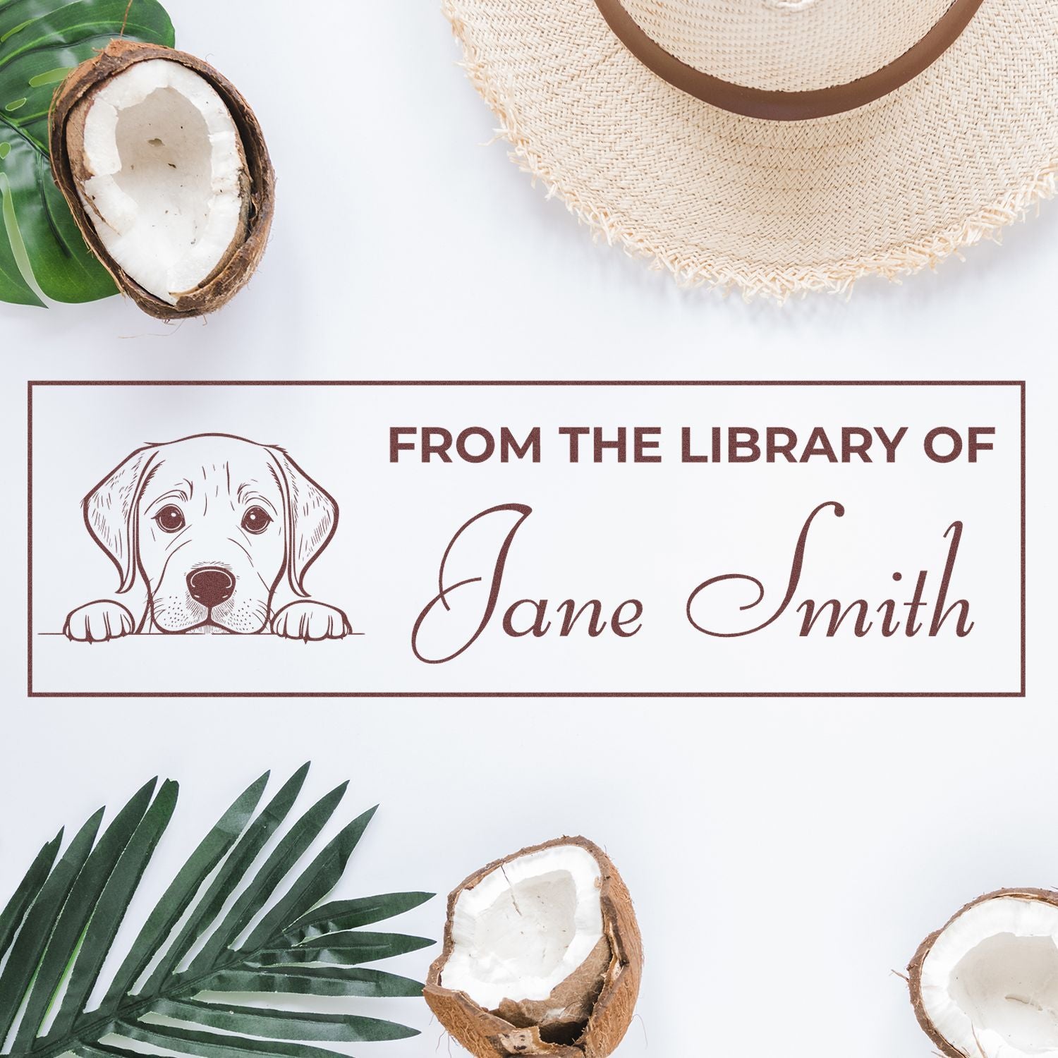Wood Handle Labrador Retriever Personalized Book Ownership Stamp - Engineer Seal Stamps