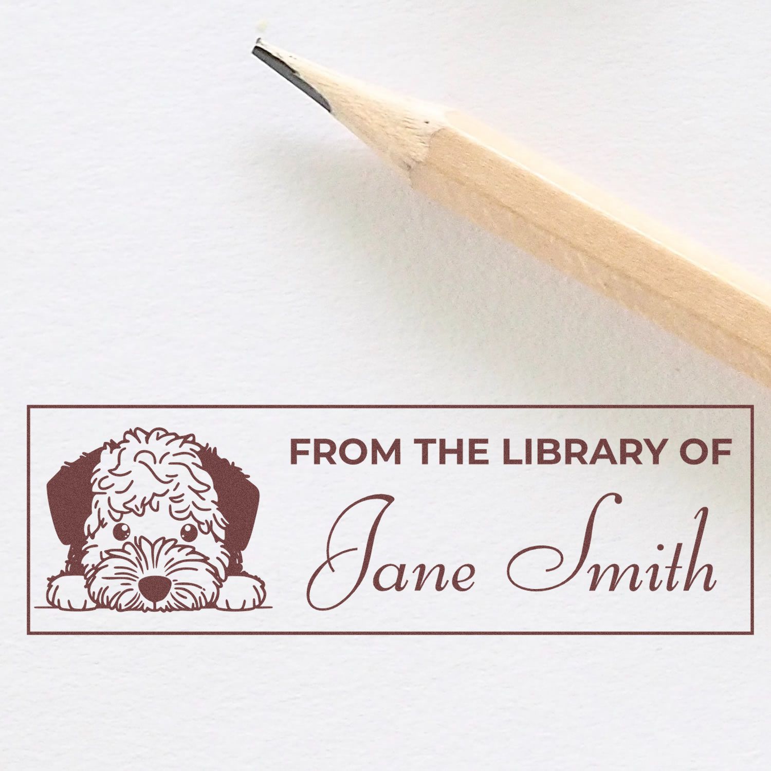 Wood Handle Lagotto Romagnolo Whimsical Book Stamp - Engineer Seal Stamps
