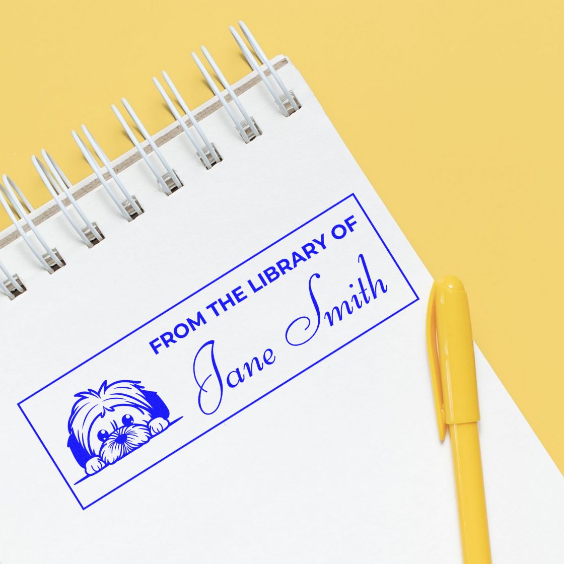 Pre-Inked Lhasa Apso Library Stamp With Name - Engineer Seal Stamps
