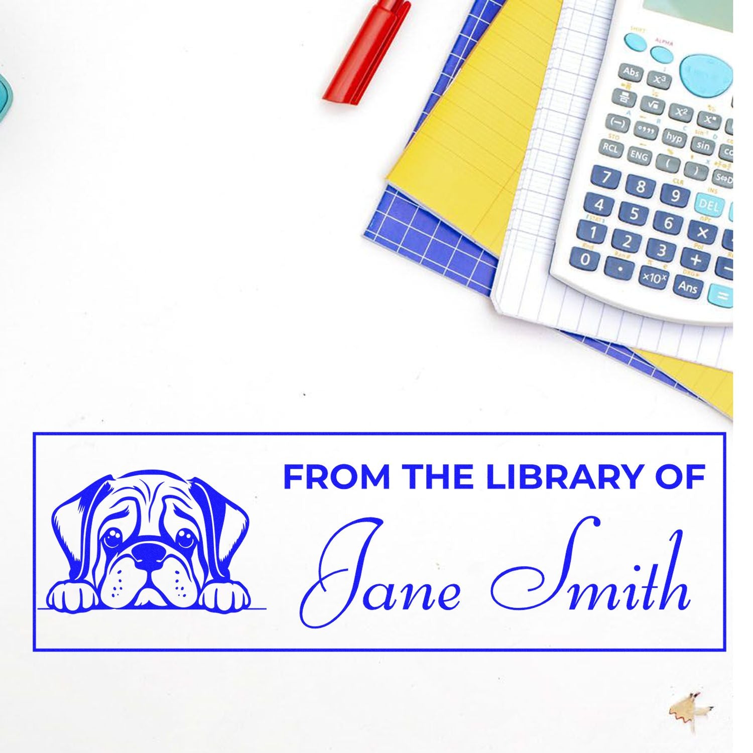 Slim Mastiff Bibliophile Personalized Stamp - Engineer Seal Stamps