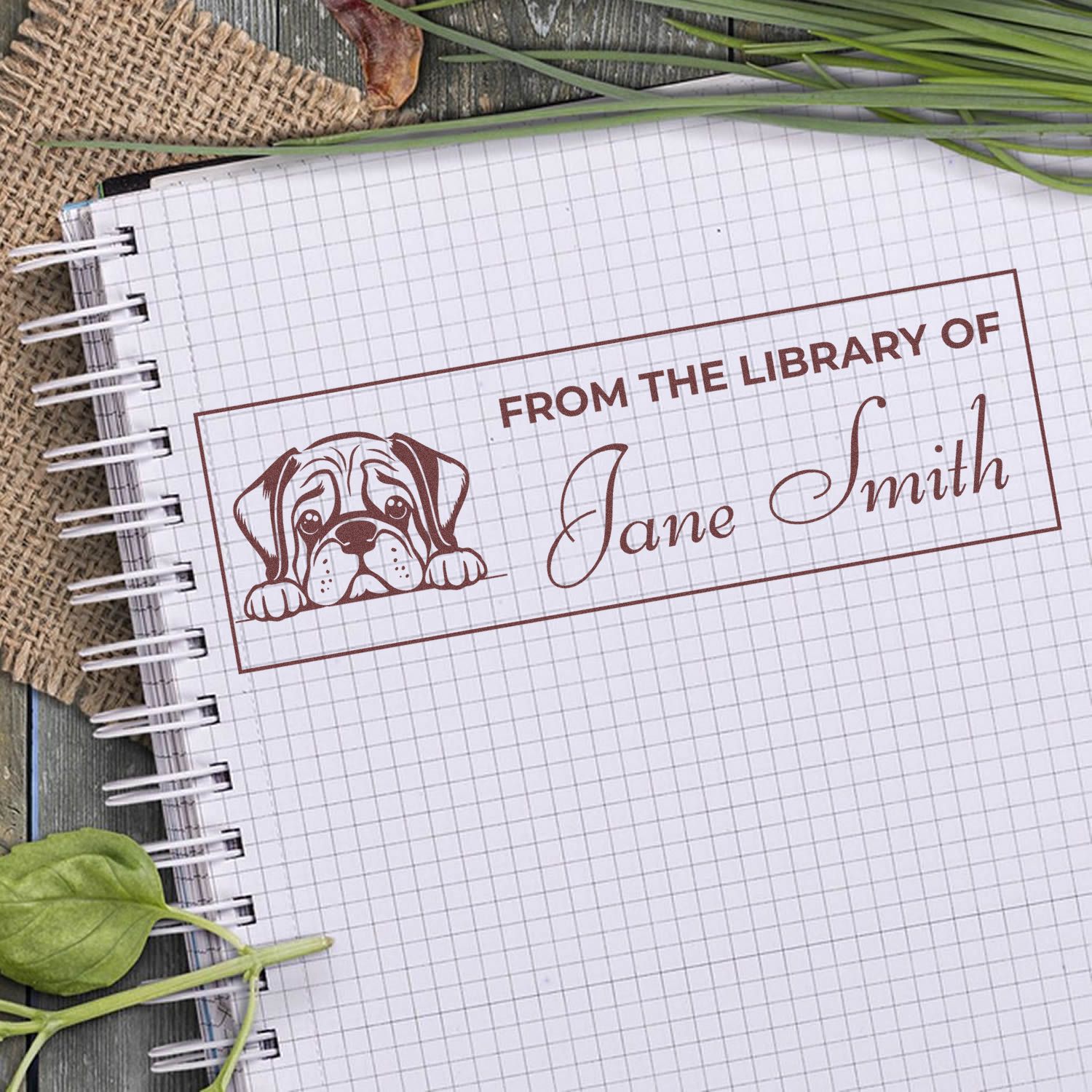 Pre-Inked Mastiff Custom Bookplate Stamp - Engineer Seal Stamps