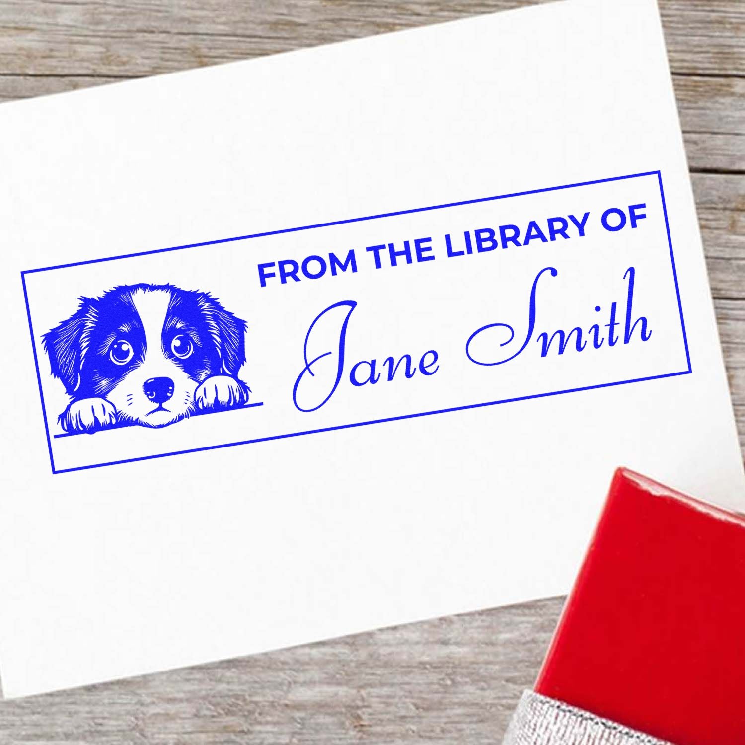 Wood Handle Miniature American Shepherd Personalized Book Stamp Gift - Engineer Seal Stamps