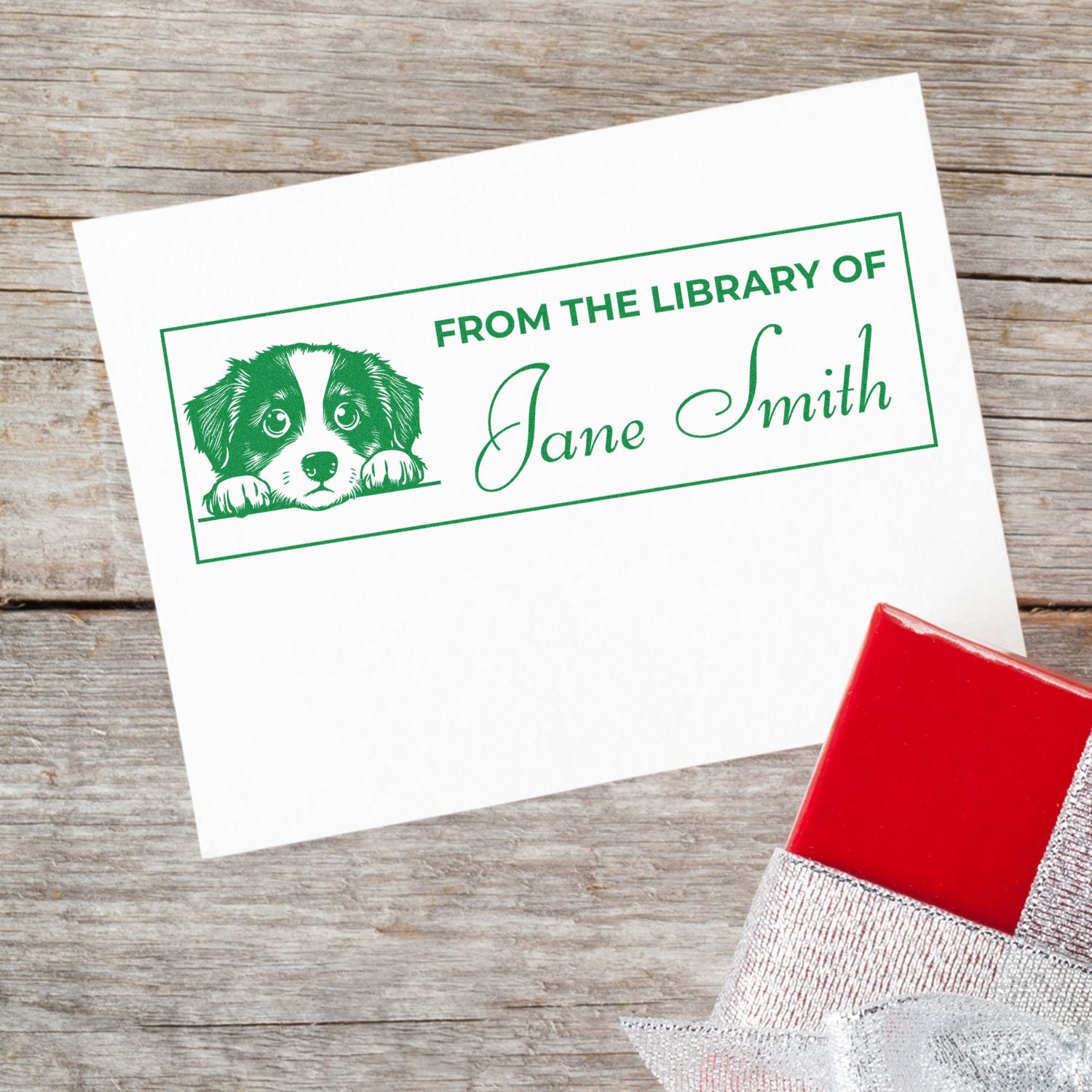 Slim Miniature American Shepherd Personalized Book Stamp - Engineer Seal Stamps