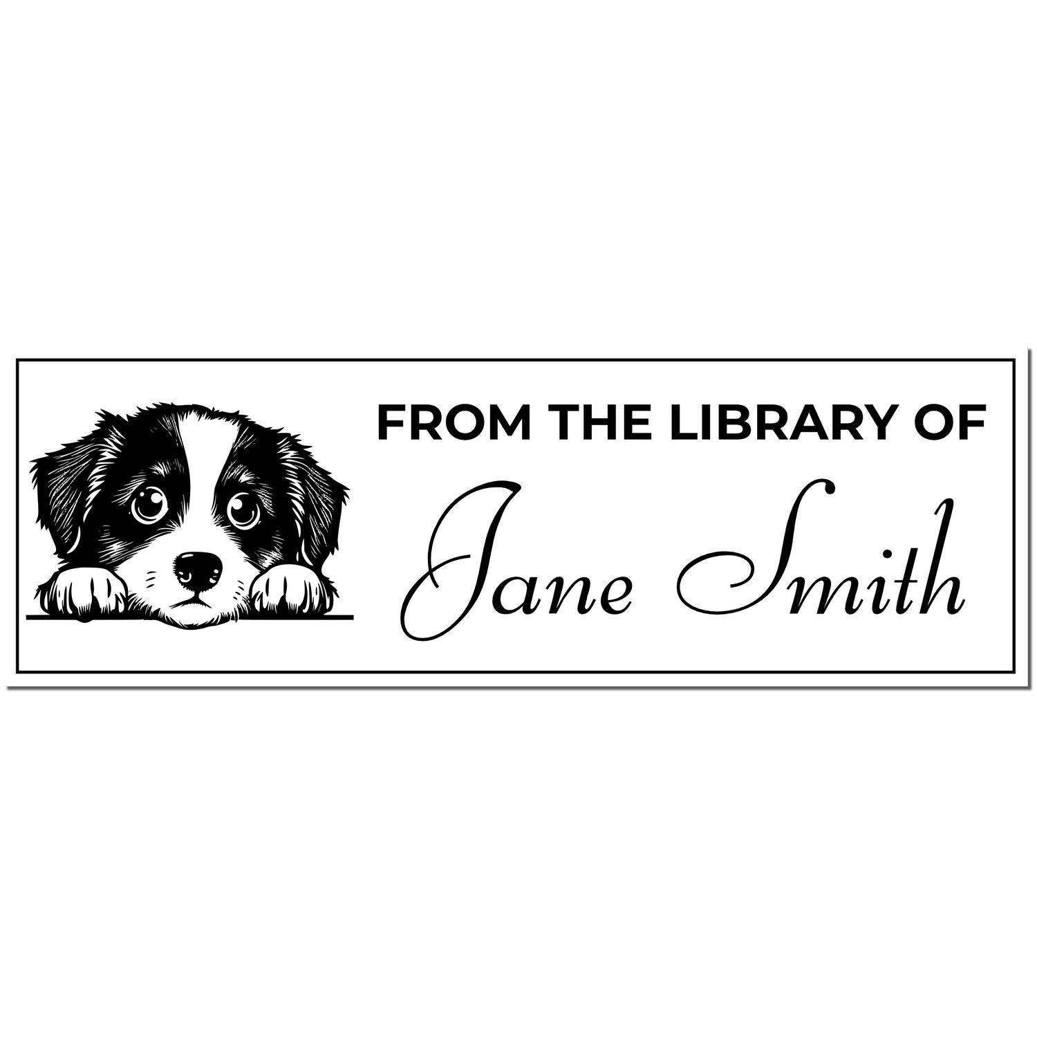 Slim Miniature American Shepherd Personalized Book Stamp - Engineer Seal Stamps