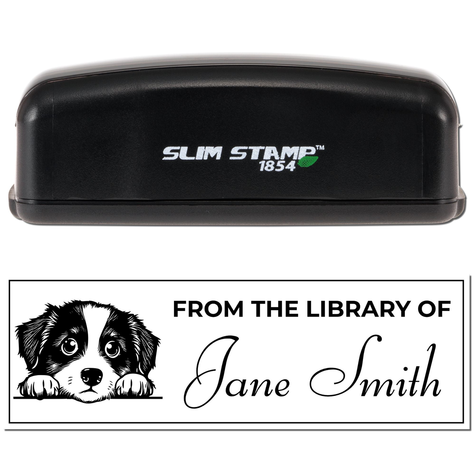 Slim Miniature American Shepherd Personalized Book Stamp