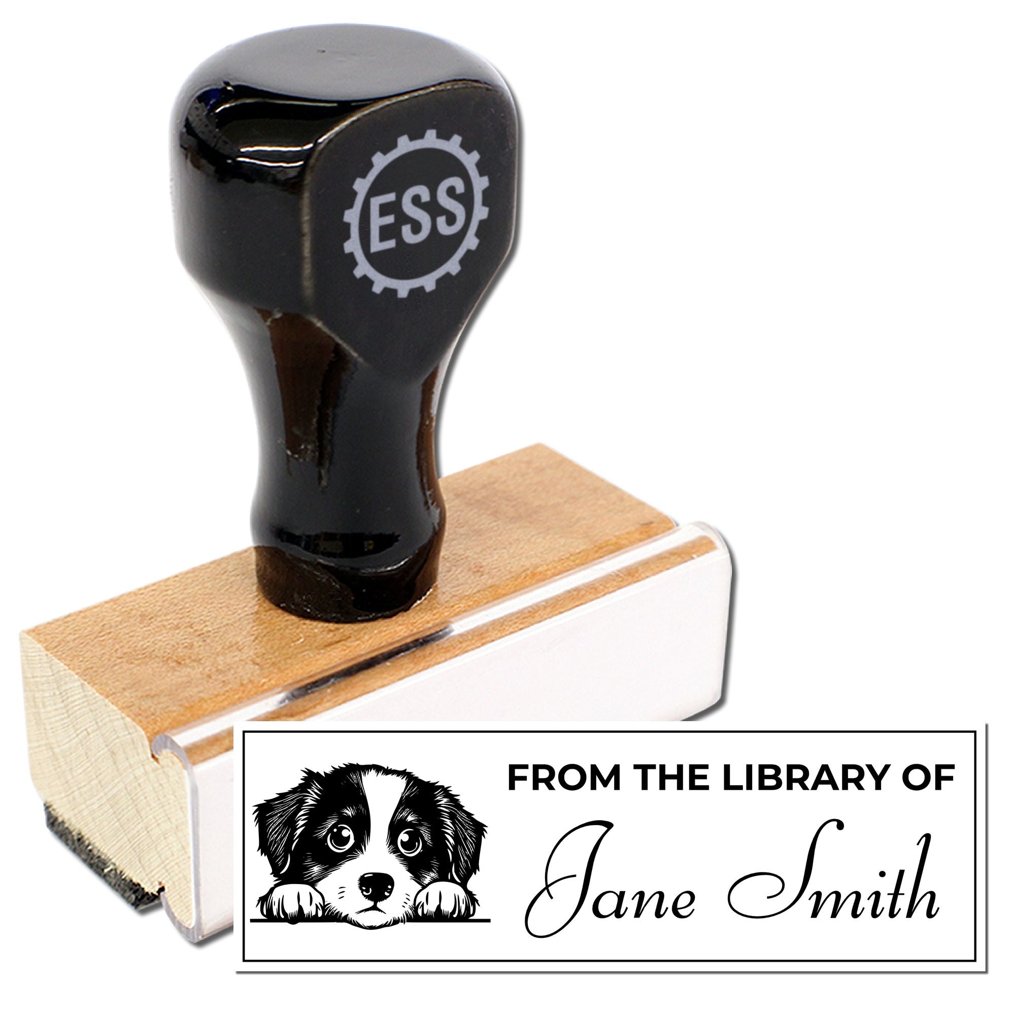 Wood Handle Miniature American Shepherd Personalized Book Stamp Gift - Engineer Seal Stamps