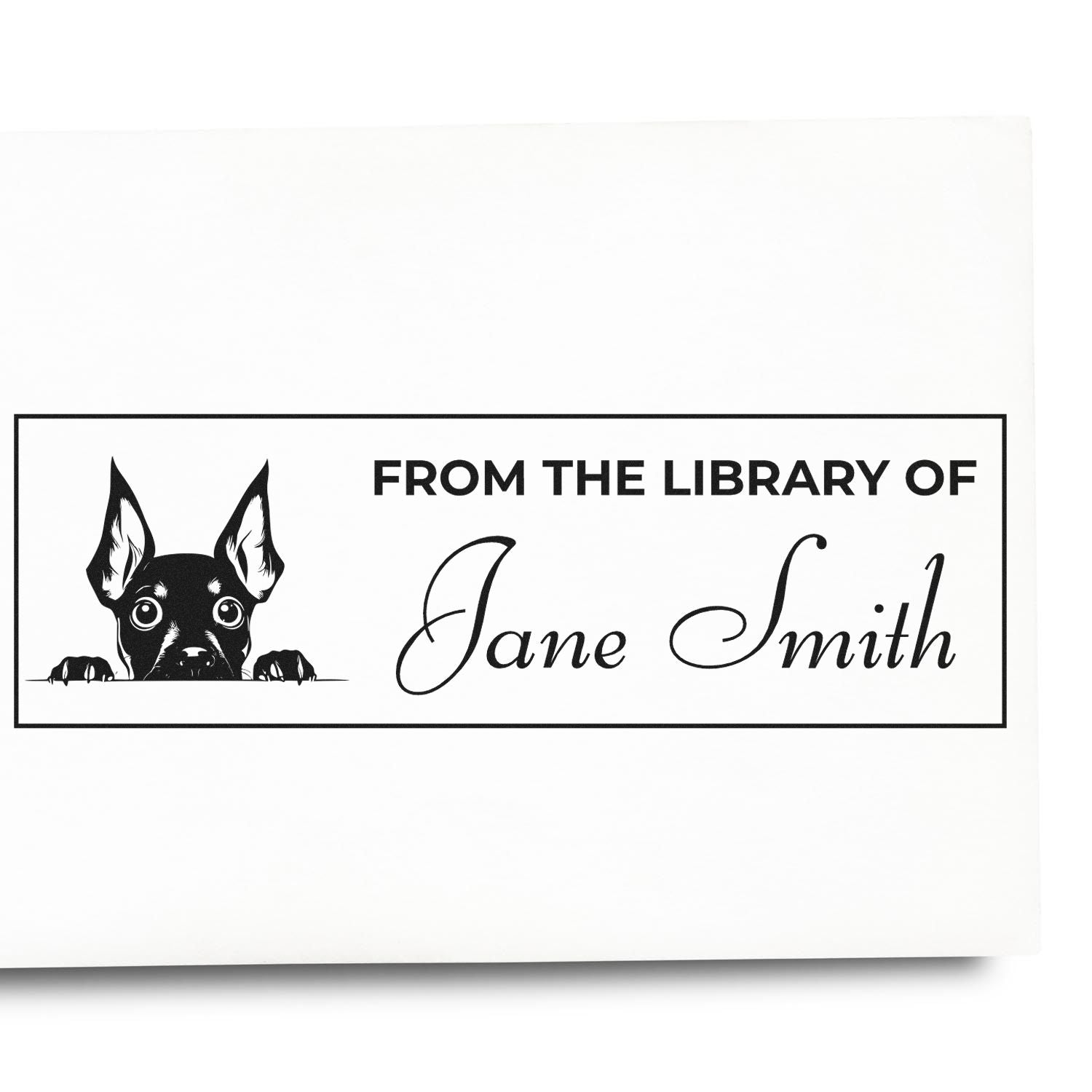 Pre-Inked Miniature Pinscher Whimsical Book Stamp - Engineer Seal Stamps
