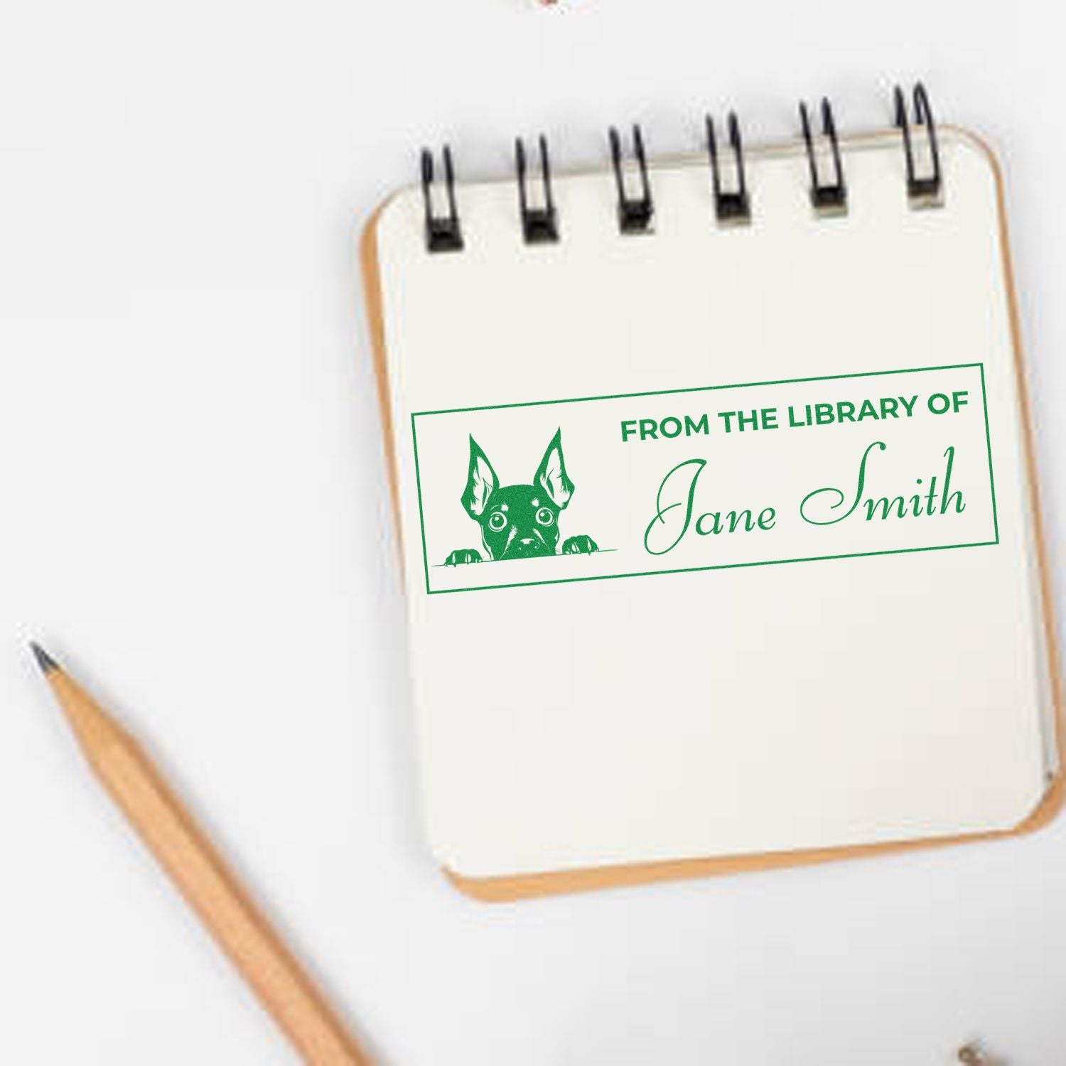 Wood Handle Miniature Pinscher Book Lover Gift Personalized Stamp - Engineer Seal Stamps