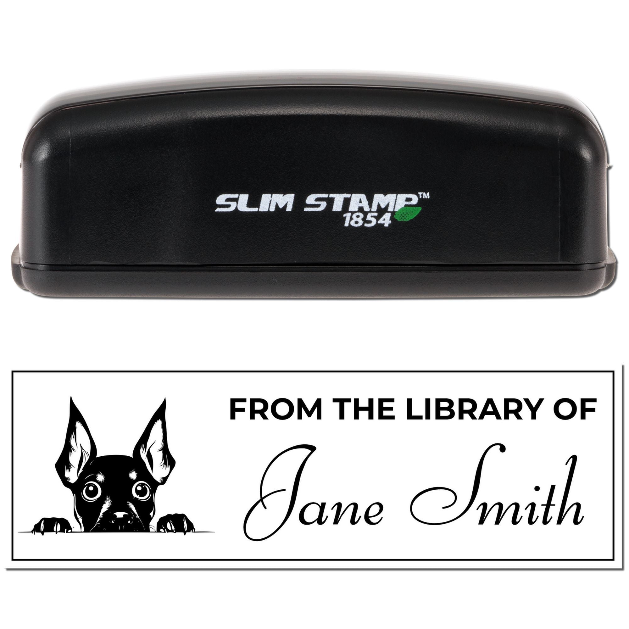 Slim Miniature Pinscher Personalized Book Stamps - Engineer Seal Stamps