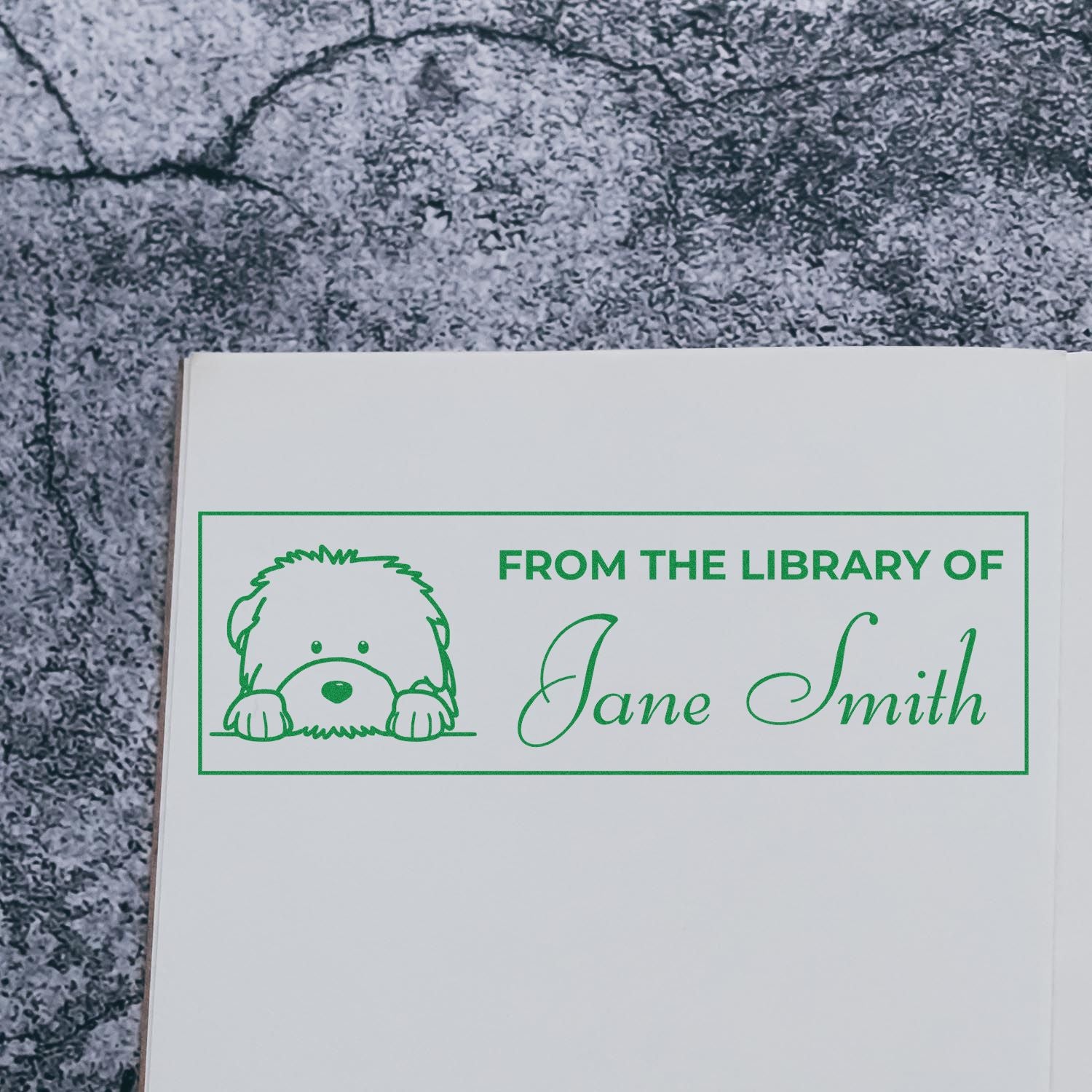 Slim Old English Sheepdog Custom Library Stamp - Engineer Seal Stamps