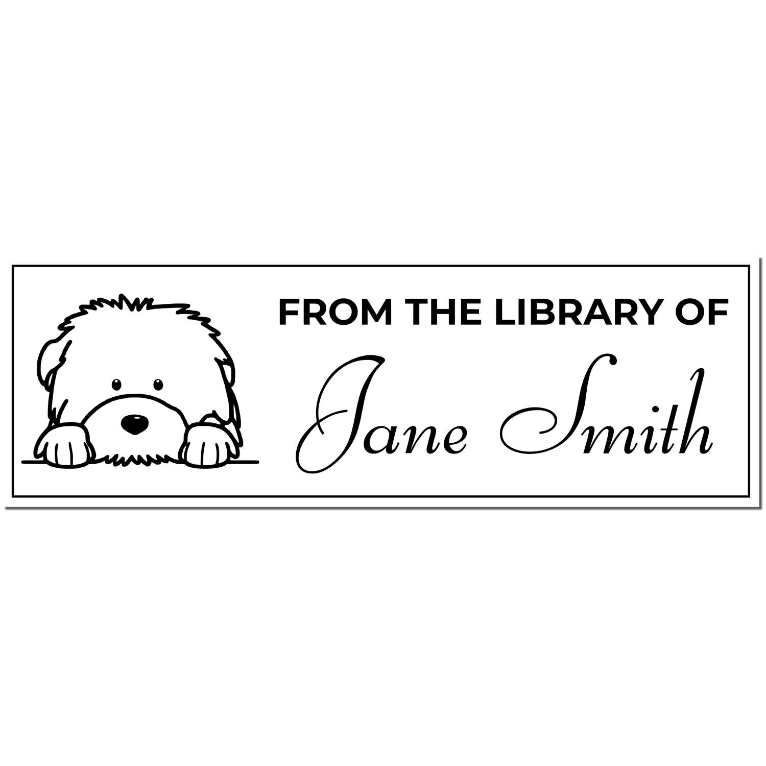 Slim Old English Sheepdog Custom Library Stamp - Engineer Seal Stamps