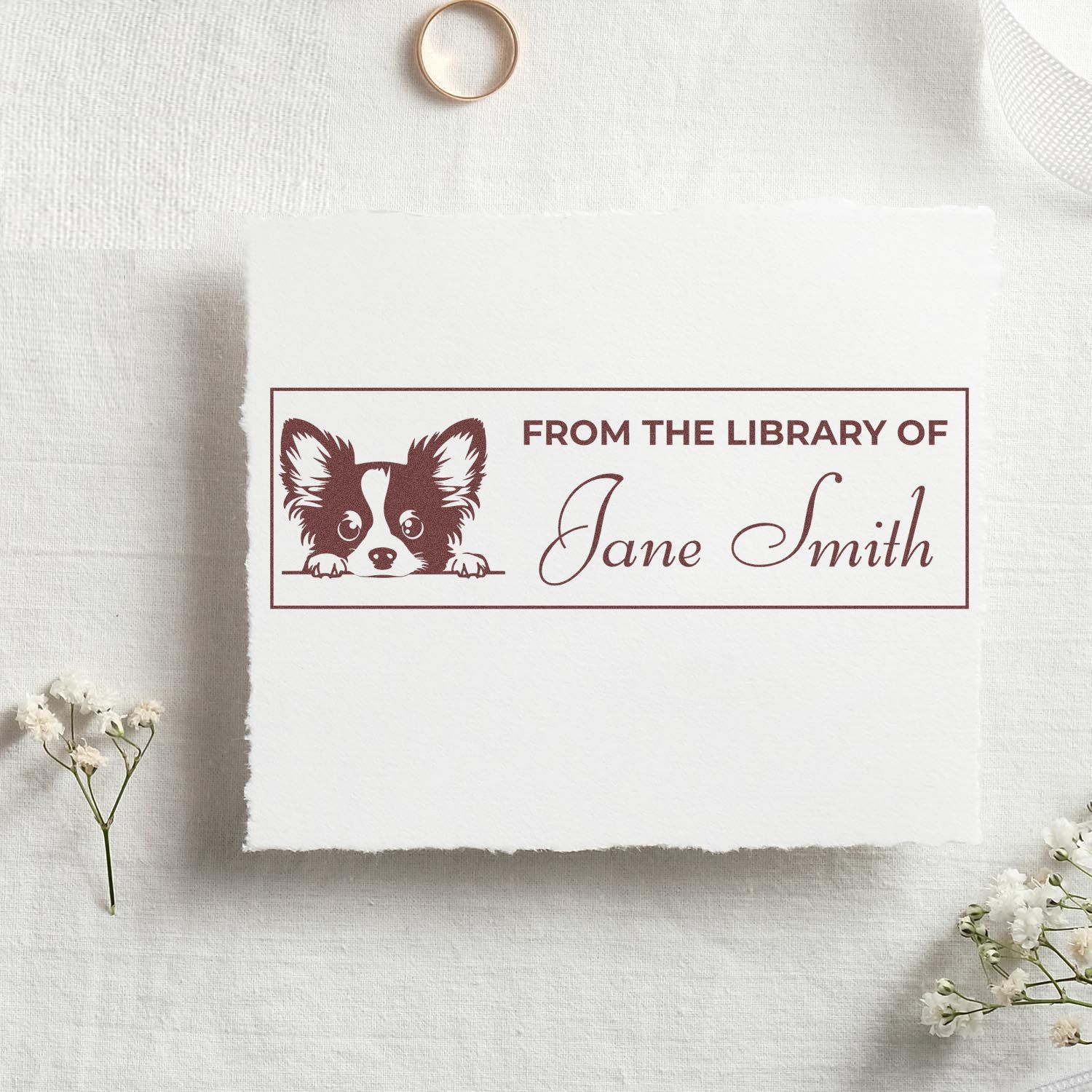 Wood Handle Papillon Custom Library Stamp For Teachers - Engineer Seal Stamps