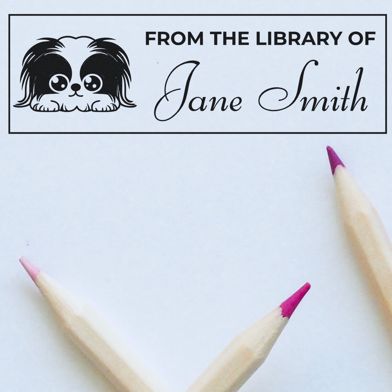 Wood Handle Pekingese Personalized Book Stamp For Teachers - Engineer Seal Stamps