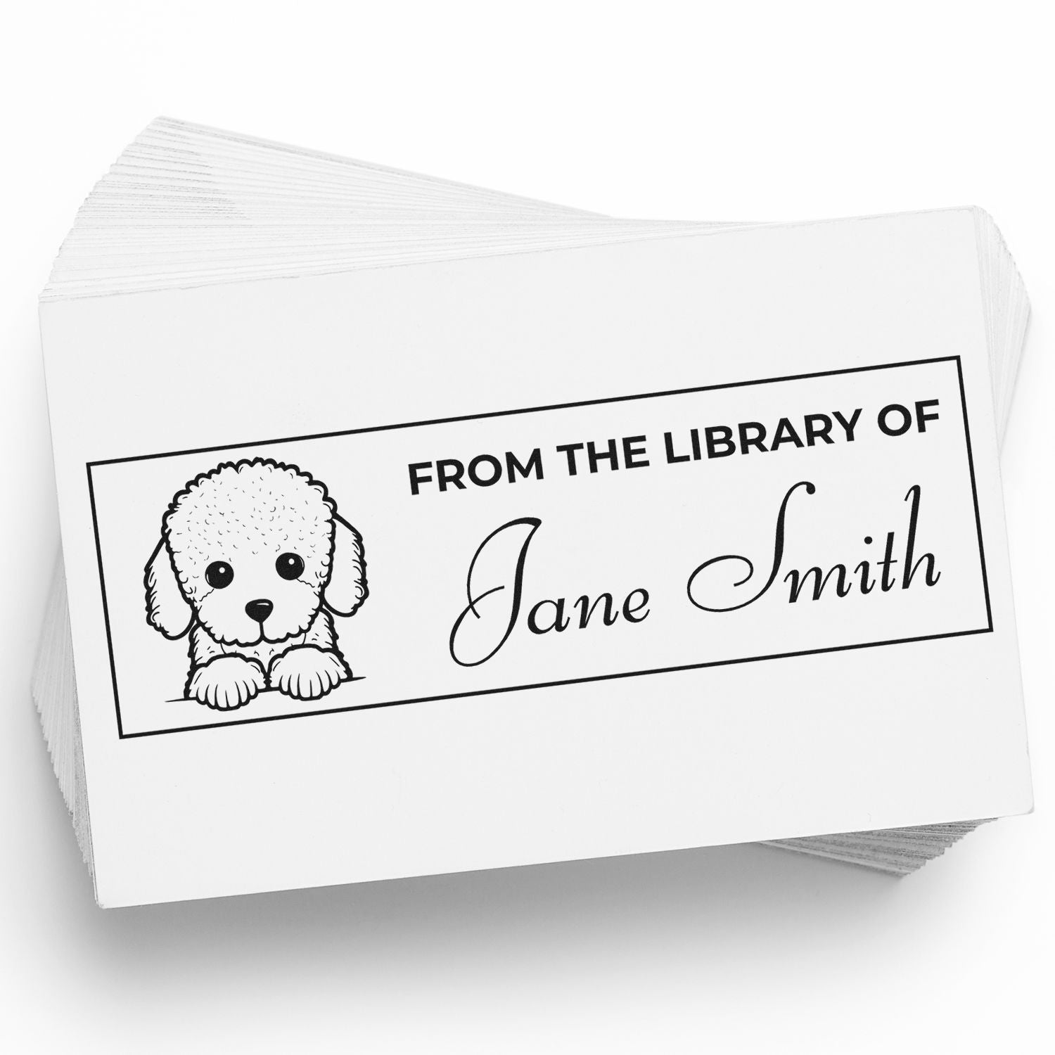 Slim Poodle Book Stamp With Name - Engineer Seal Stamps