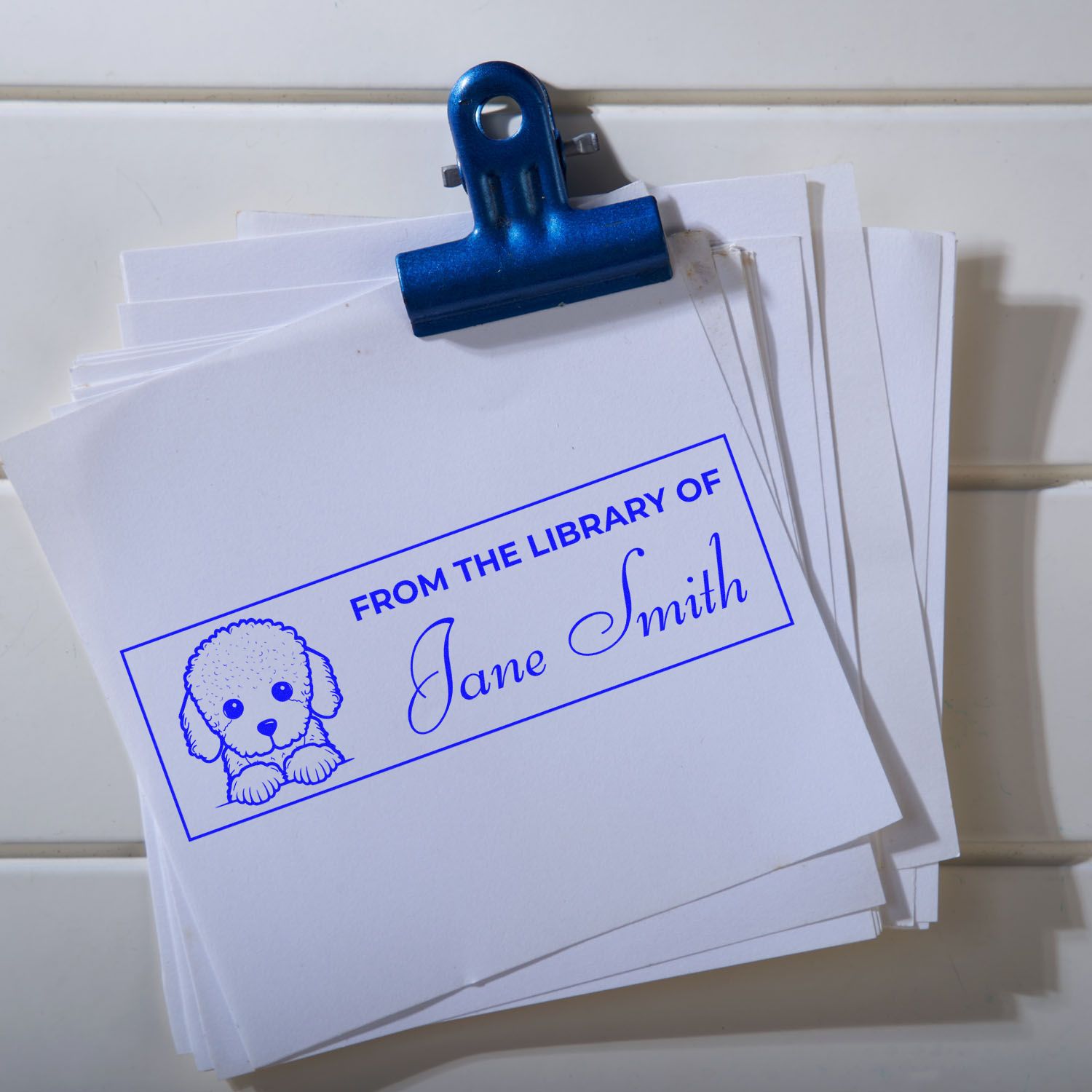 Slim Poodle Book Stamp With Name - Engineer Seal Stamps