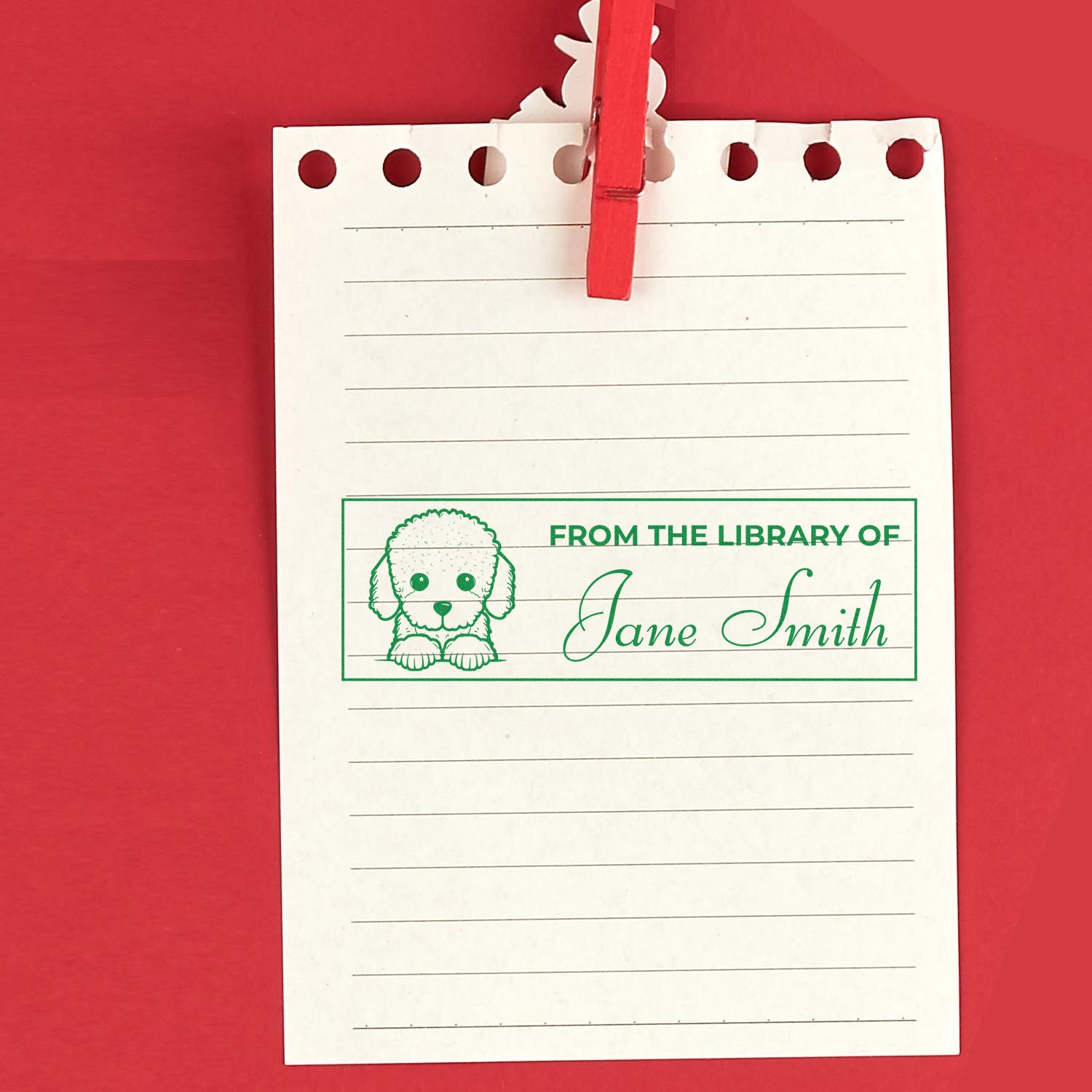 Wood Handle Poodle Children's Book Stamp Personalized - Engineer Seal Stamps