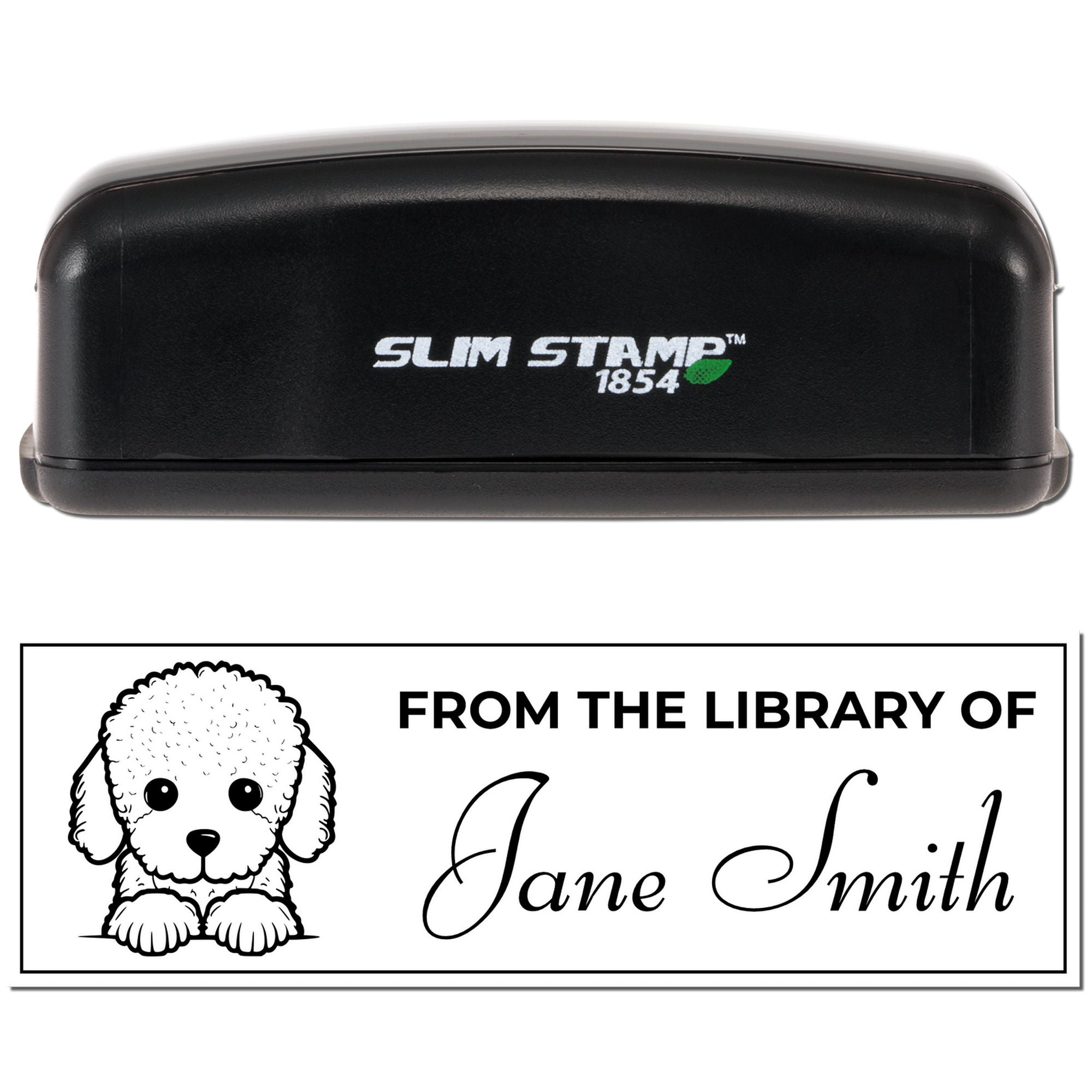 Slim Poodle Book Stamp With Name - Engineer Seal Stamps