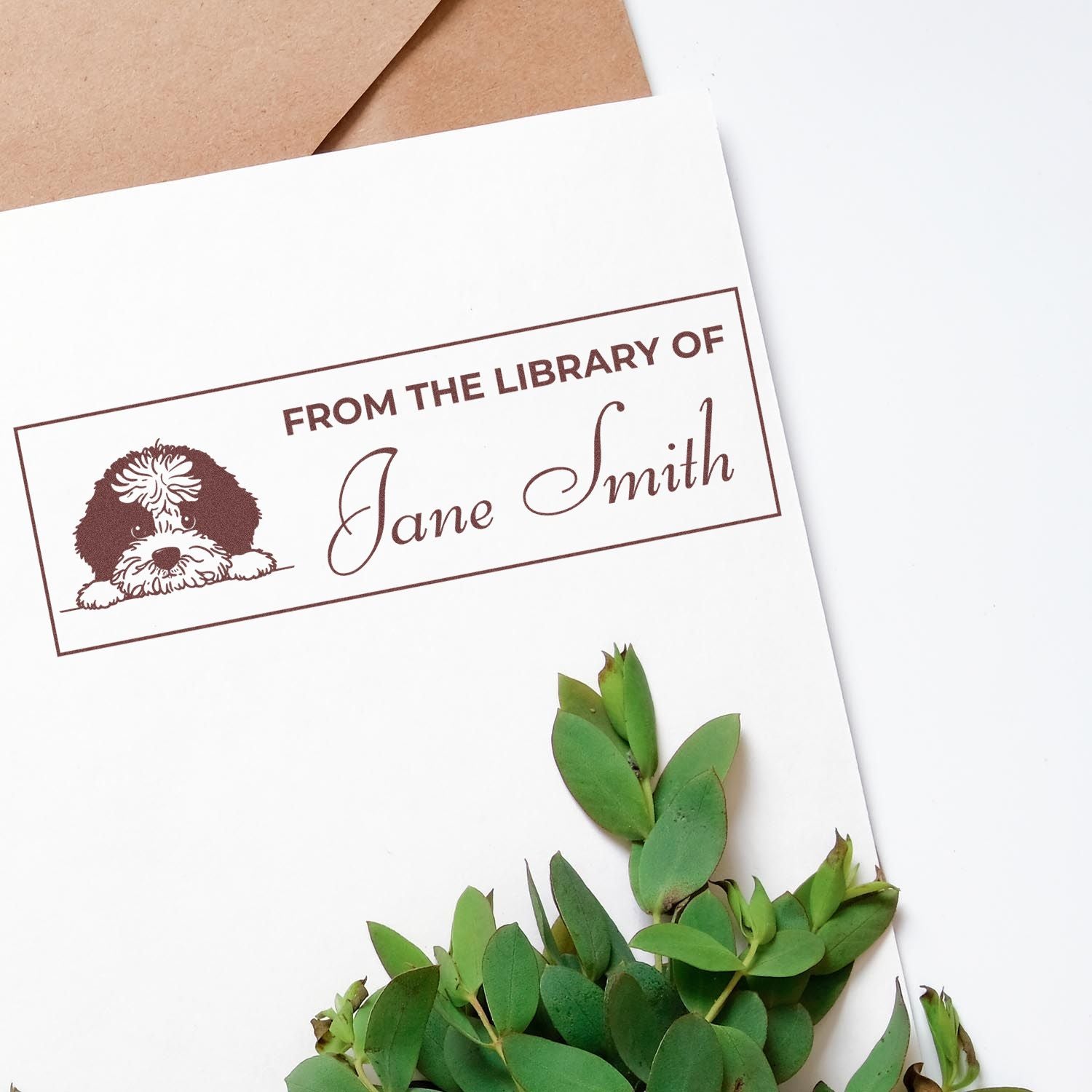 Slim Portuguese Water Dog Name Stamp For Books - Engineer Seal Stamps