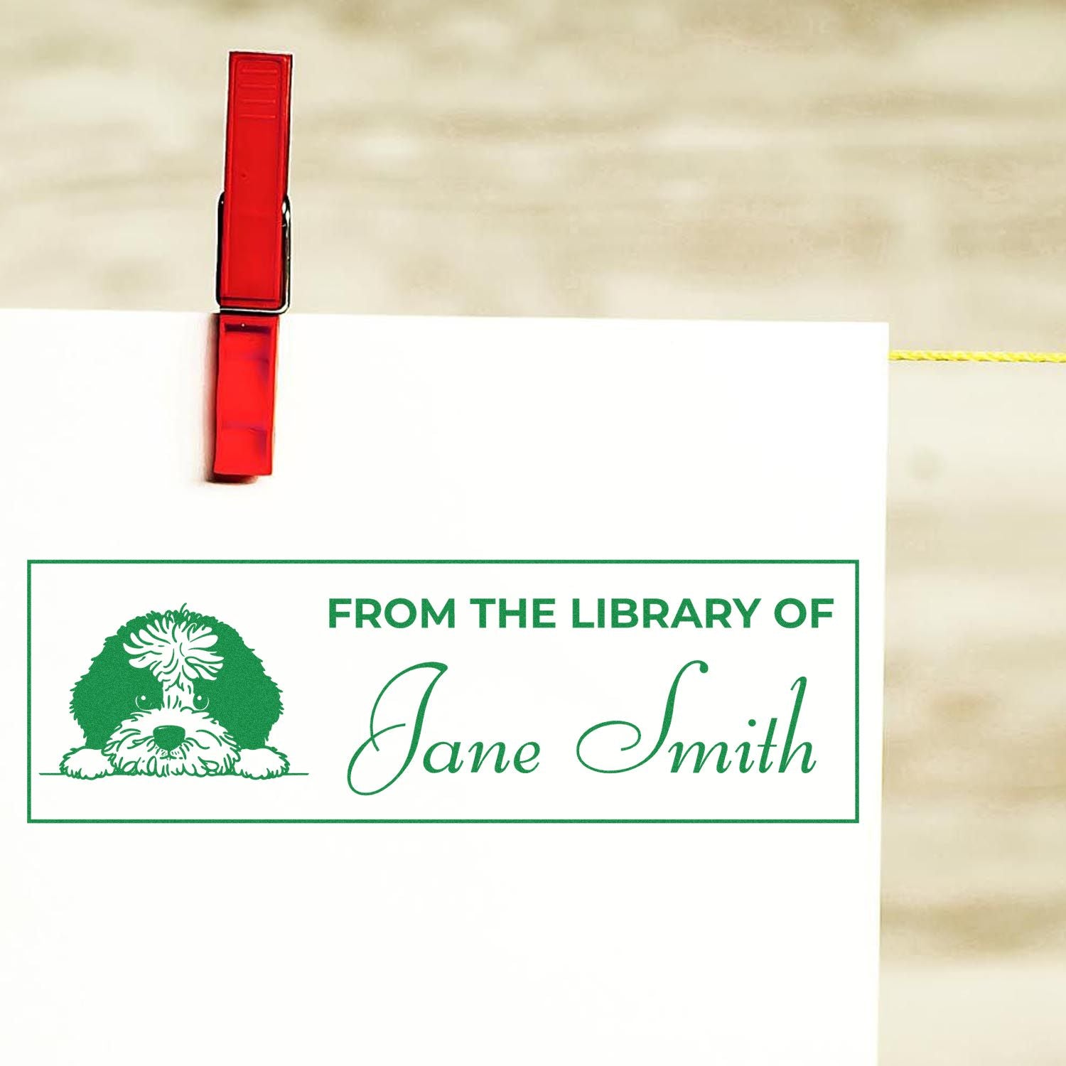 Slim Portuguese Water Dog Name Stamp For Books
