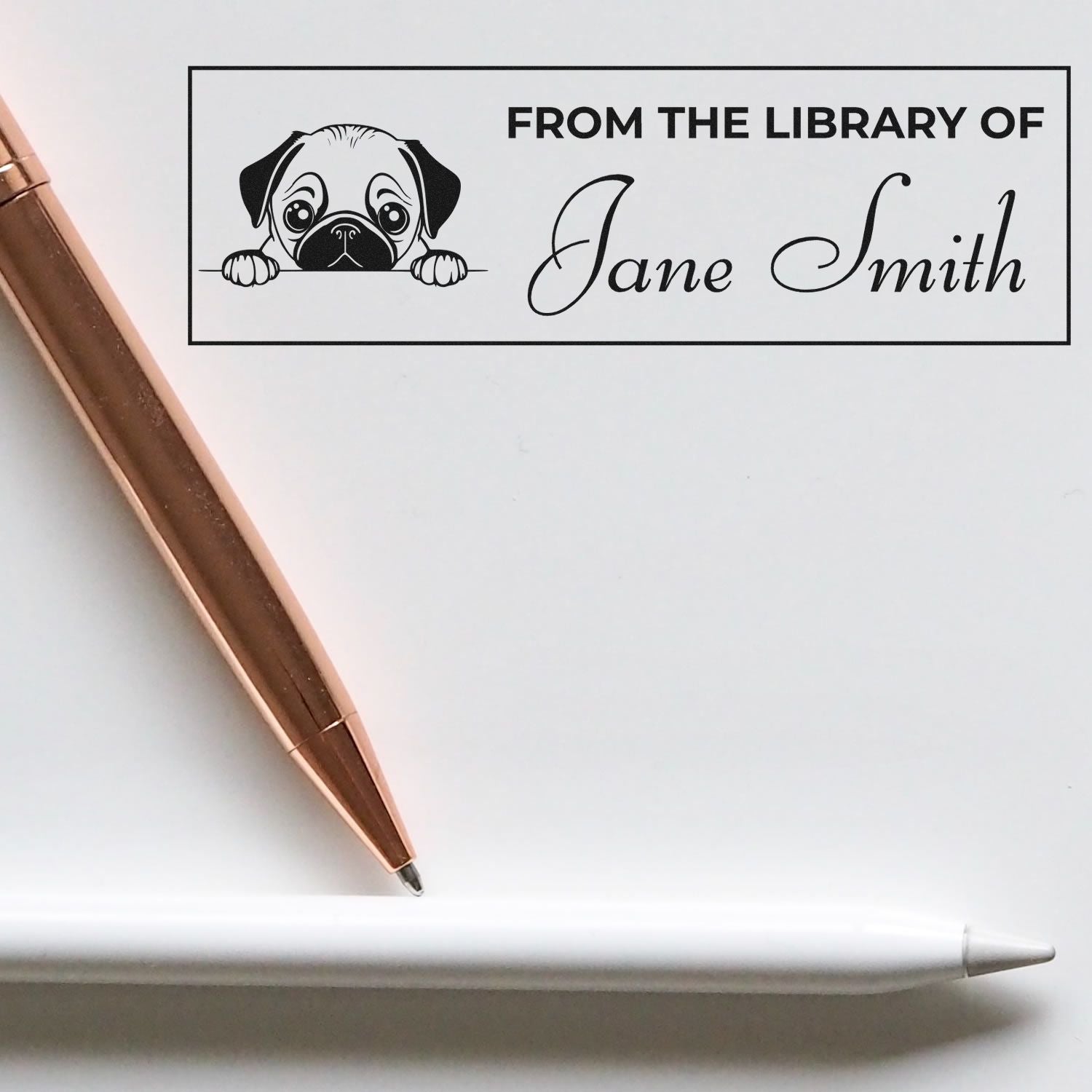 Wood Handle Pug This Book Belongs To Stamp For Kids - Engineer Seal Stamps