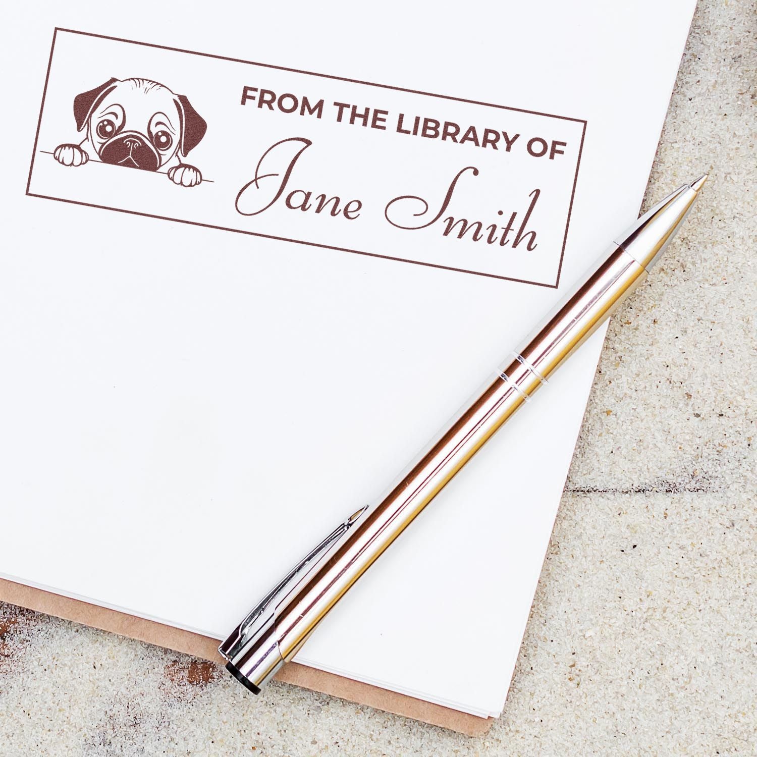 Pug Self-Inking Personalized Ex Libris Stamp - Engineer Seal Stamps