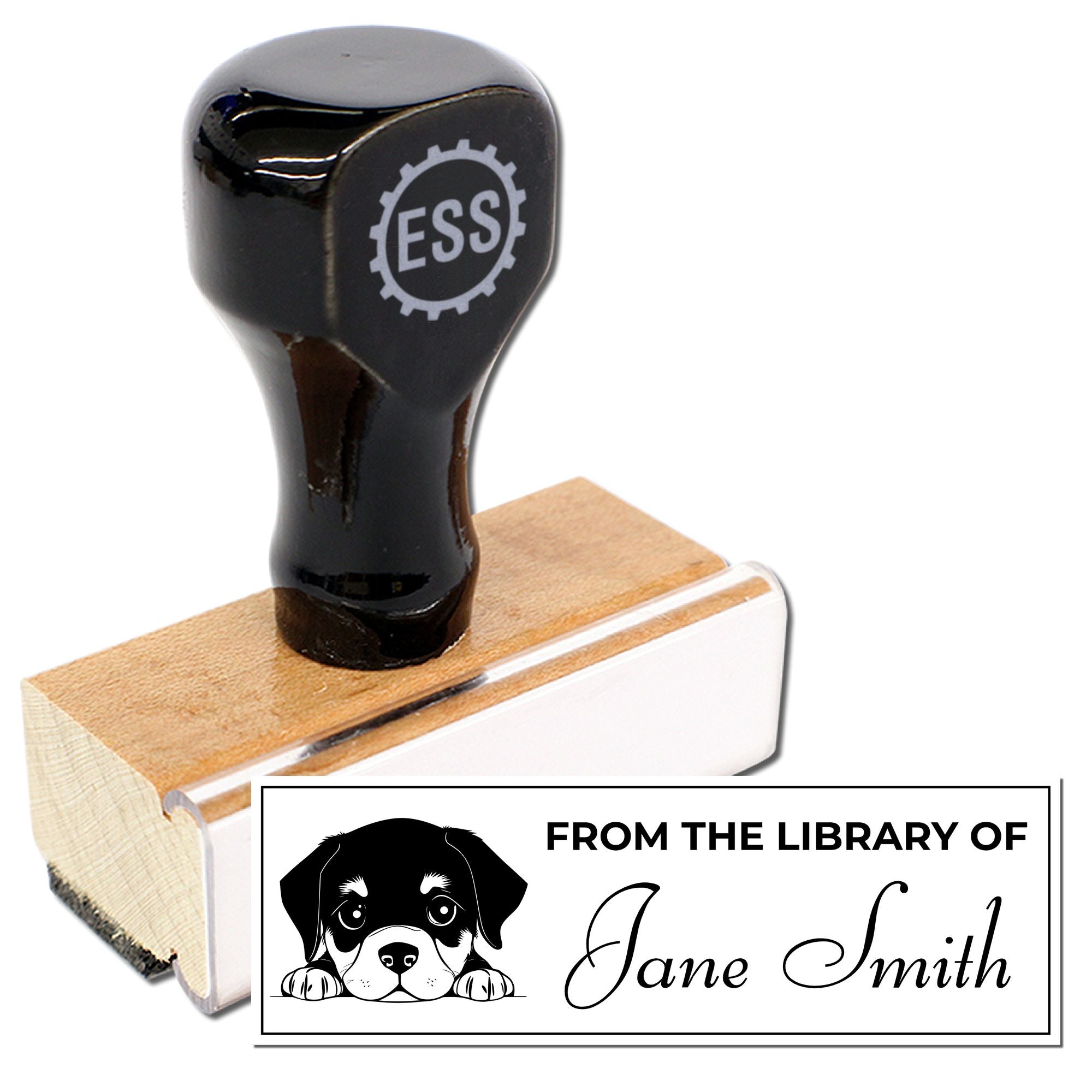 Wood Handle Rottweiler Personalized Book Rubber Stamp - Engineer Seal Stamps